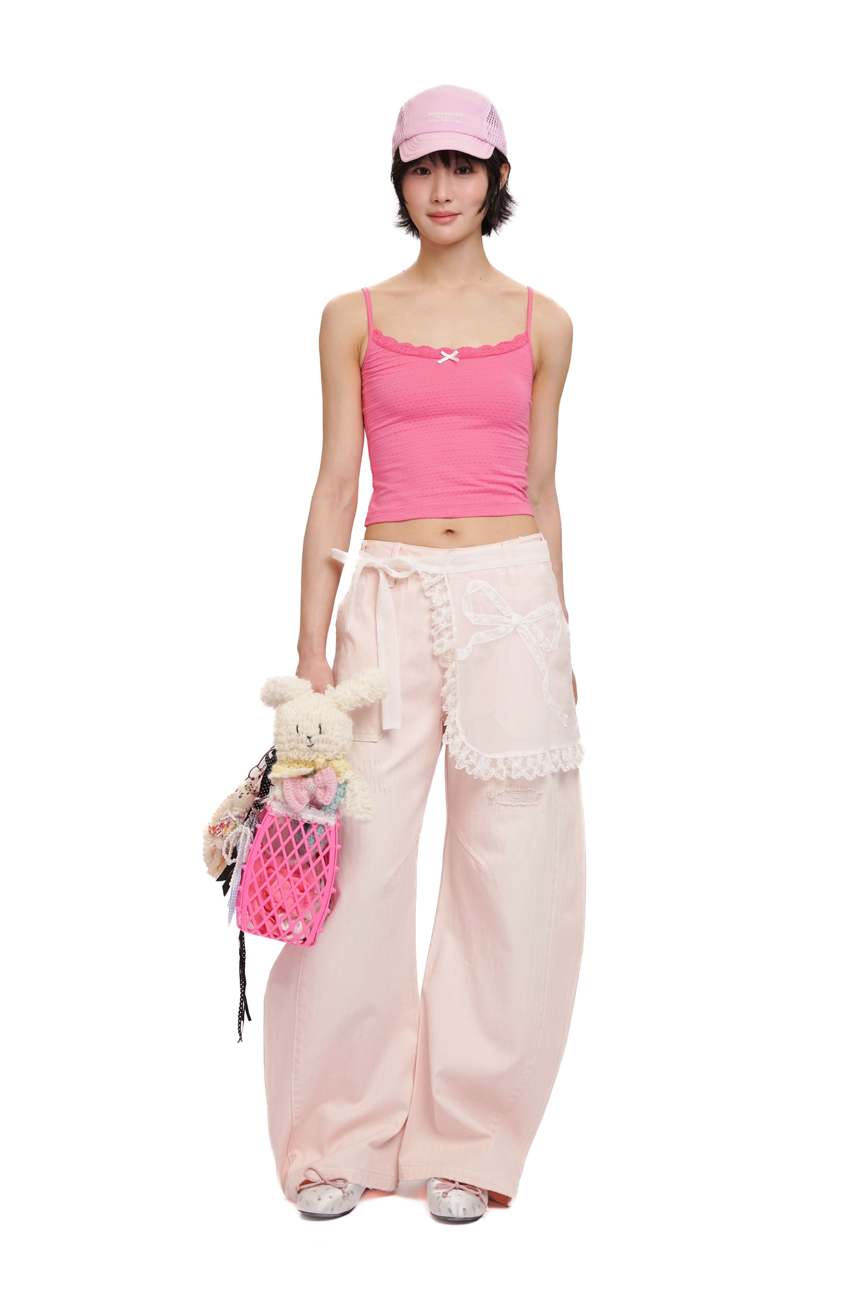 Three-piece printed contrast faux spaghetti strap vest