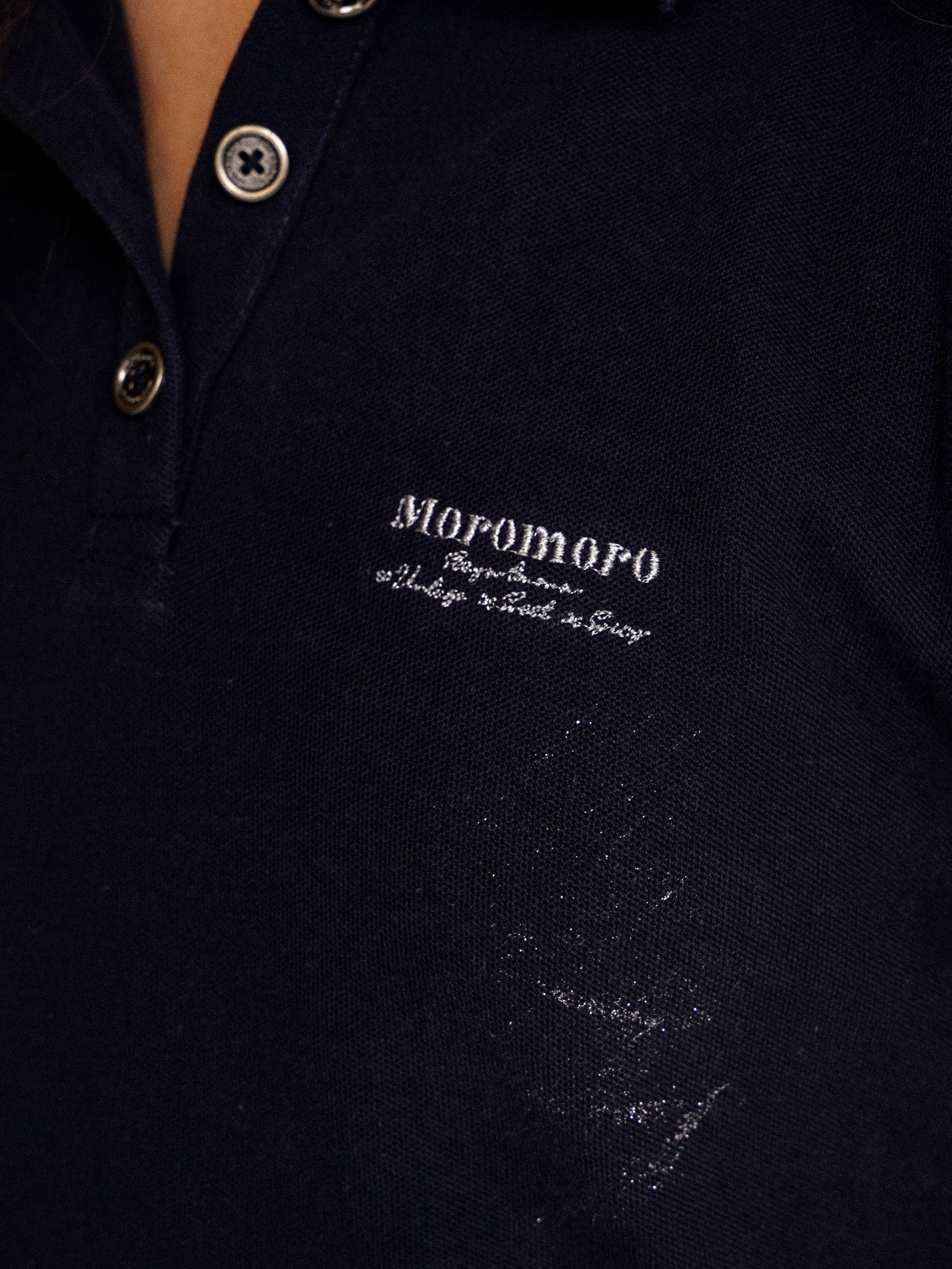 *Silver glitter slim-fit polo short-sleeved T-shirt