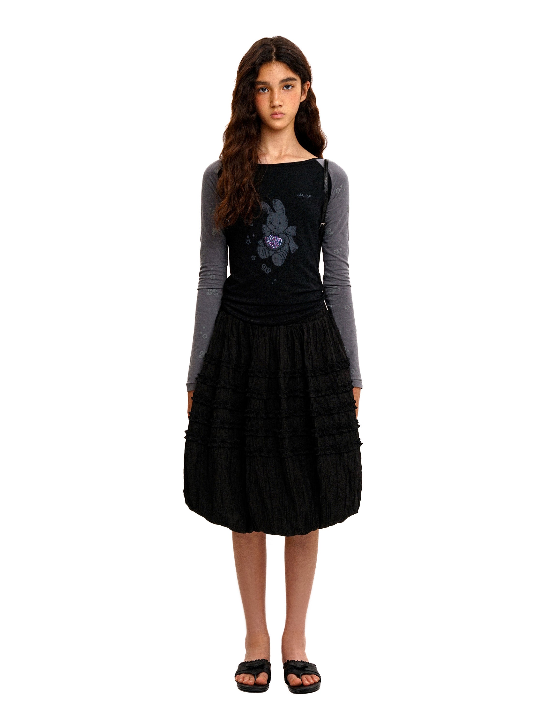 *Textured pleated lace tulip skirt