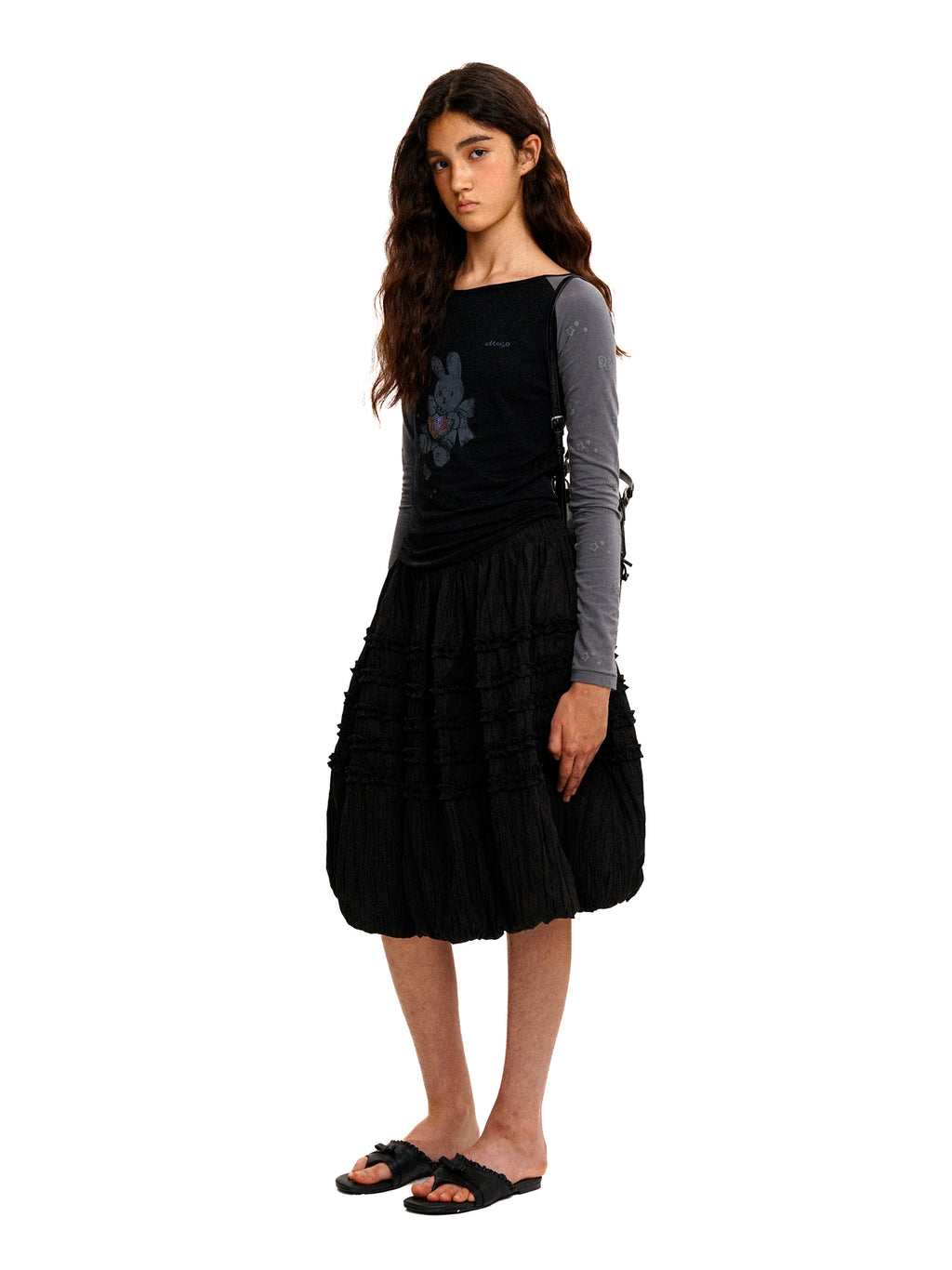 *Textured pleated lace tulip skirt