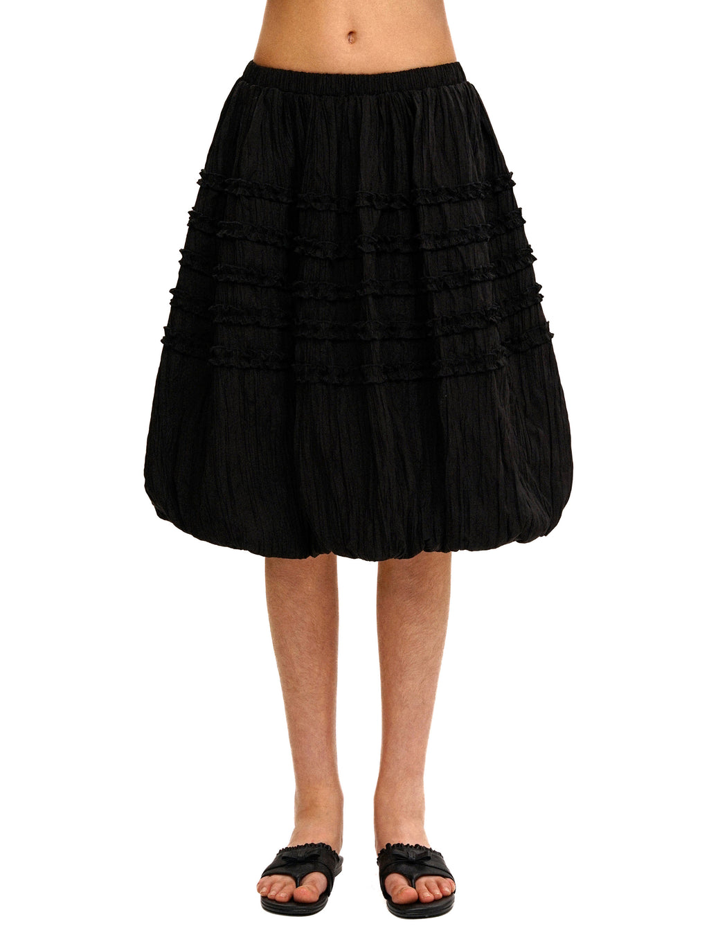 *Textured pleated lace tulip skirt