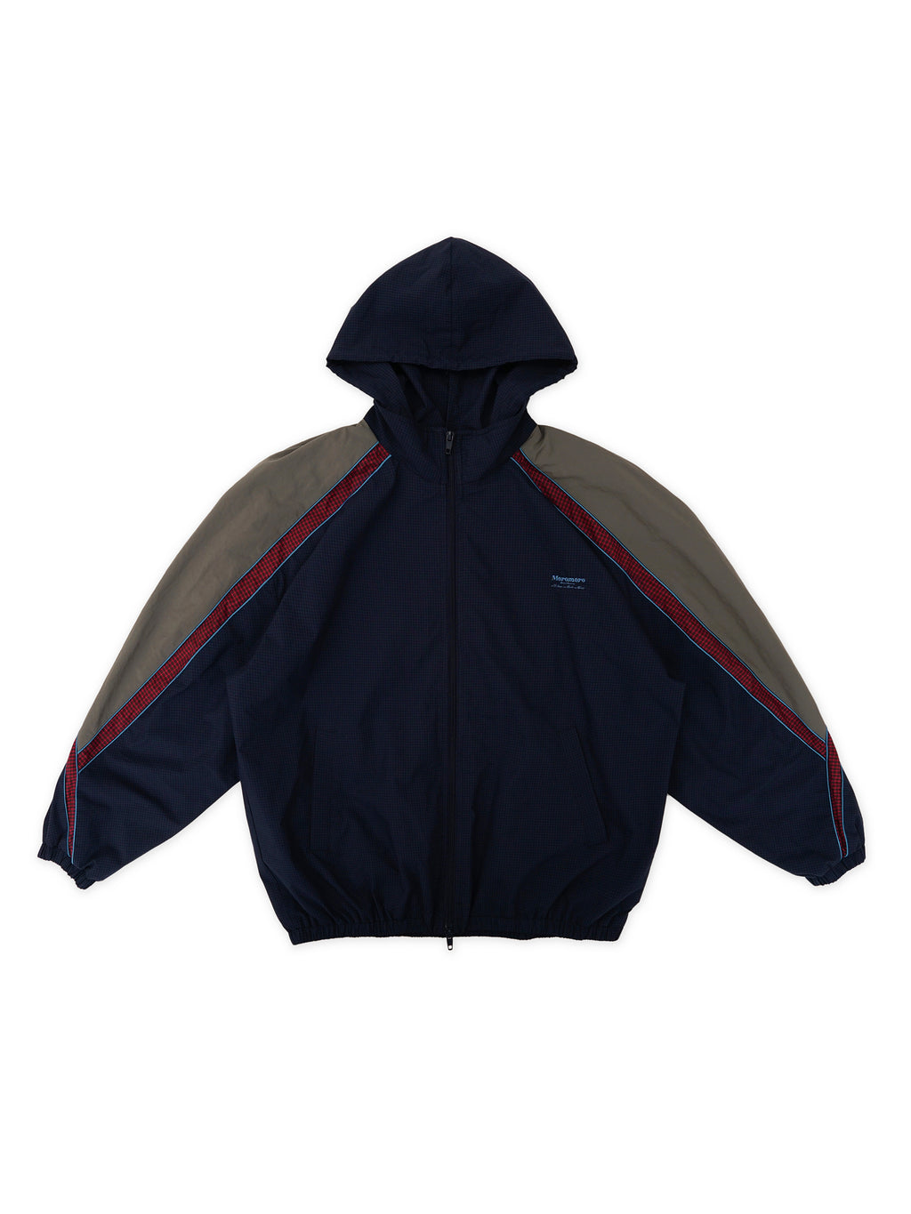 *Retro plaid color-blocked hooded sports jacket