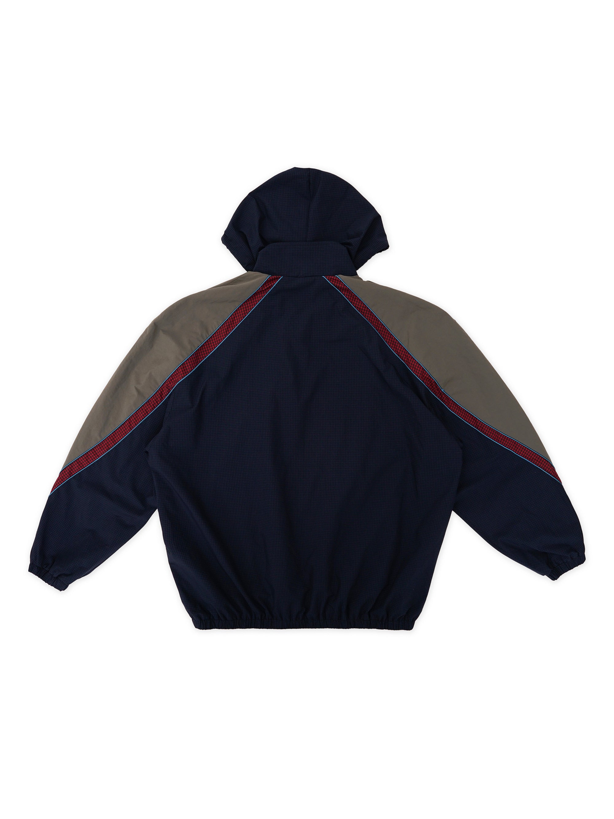 *Retro plaid color-blocked hooded sports jacket