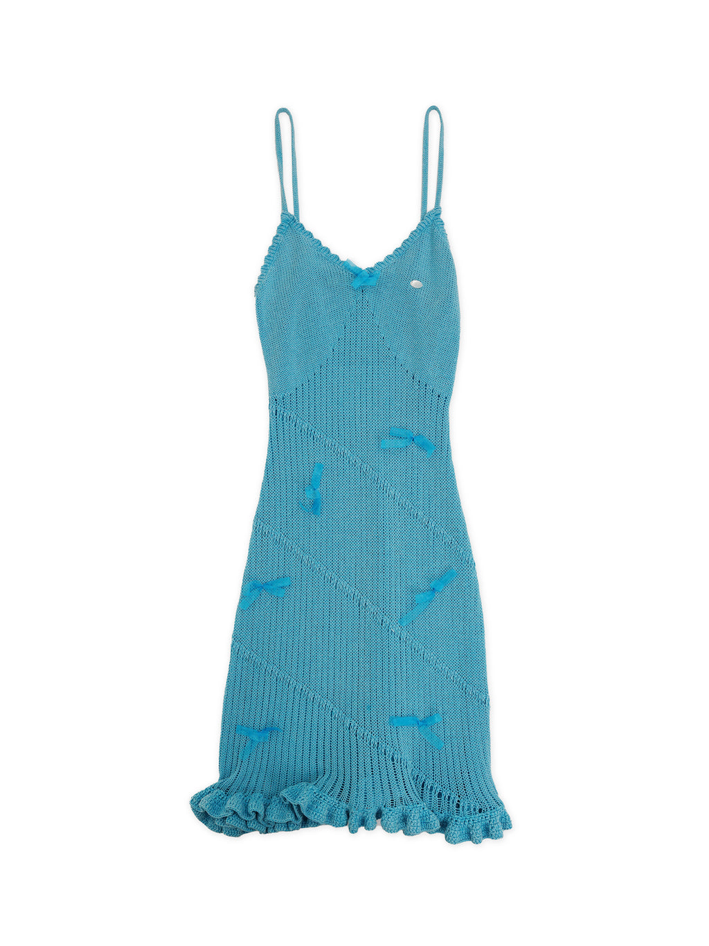 *Mesh ribbon bow slip dress