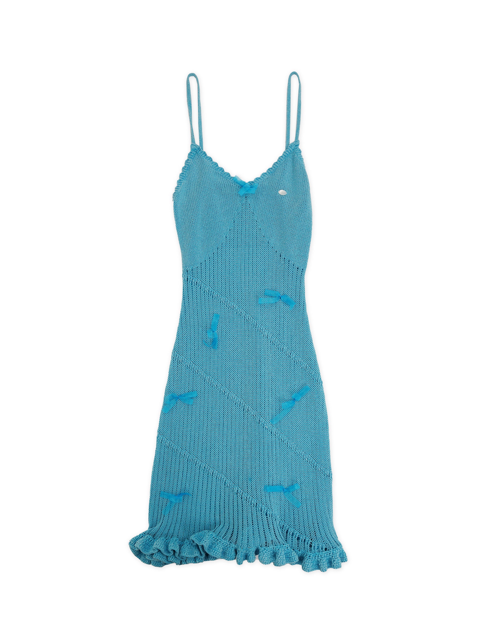 *Mesh ribbon bow slip dress