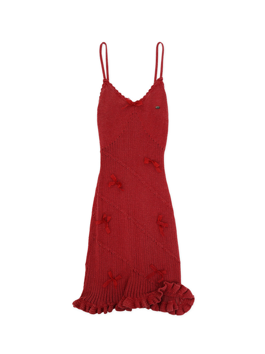 *Mesh ribbon bow slip dress