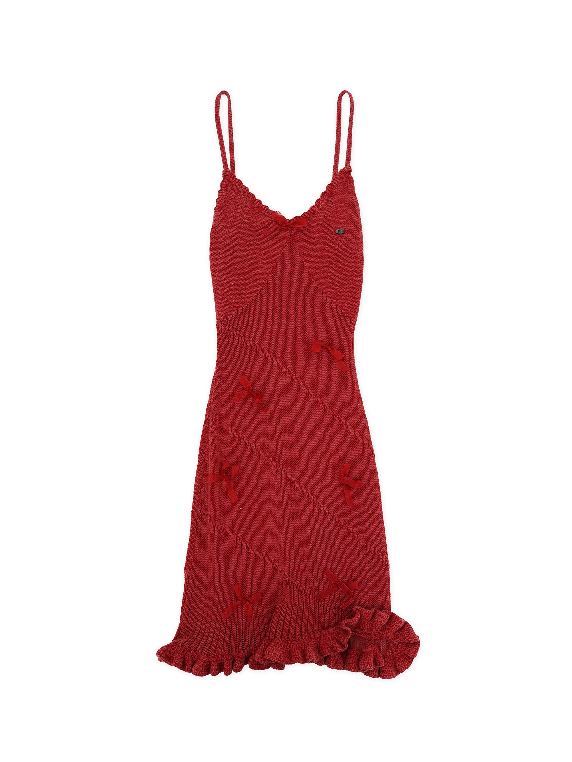 *Mesh ribbon bow slip dress