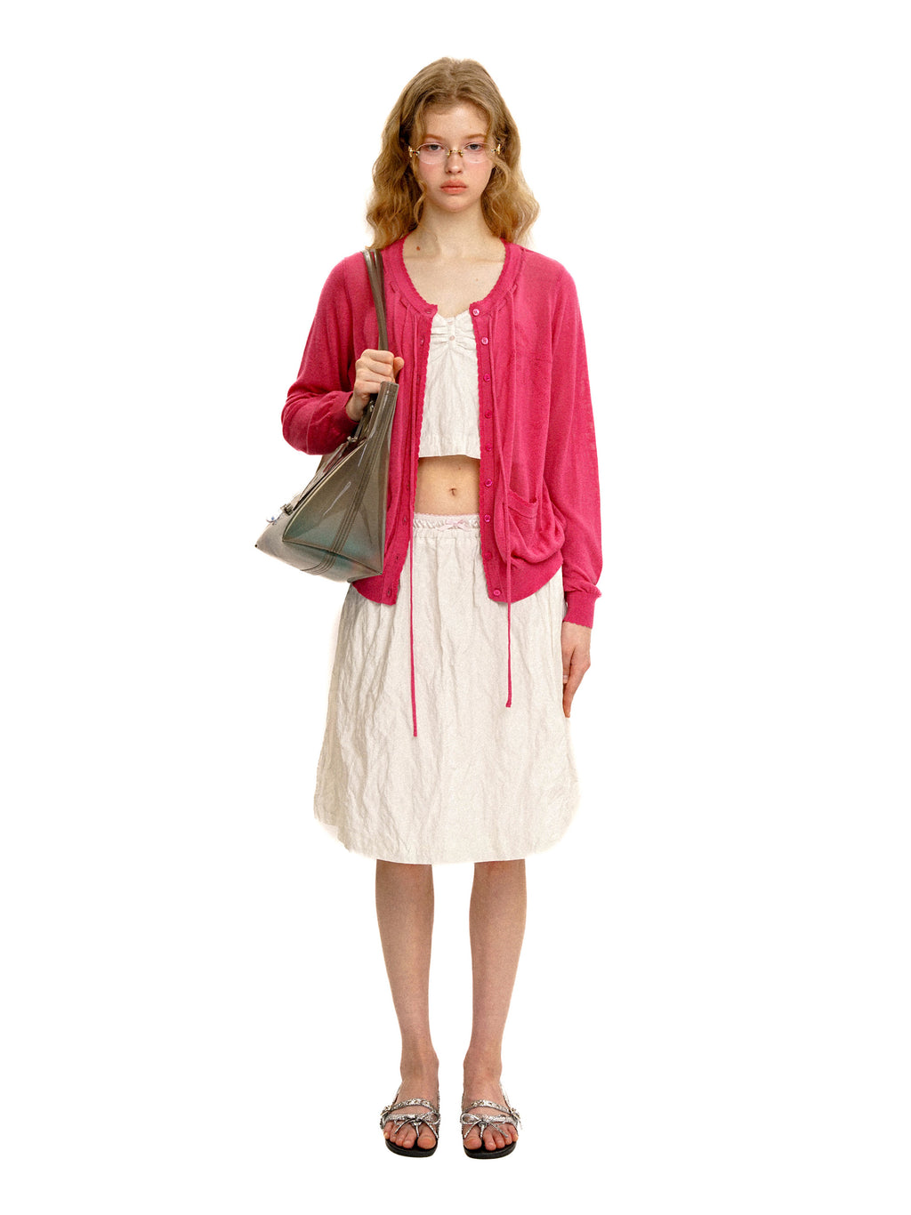 *Bow-tie jacquard cardigan