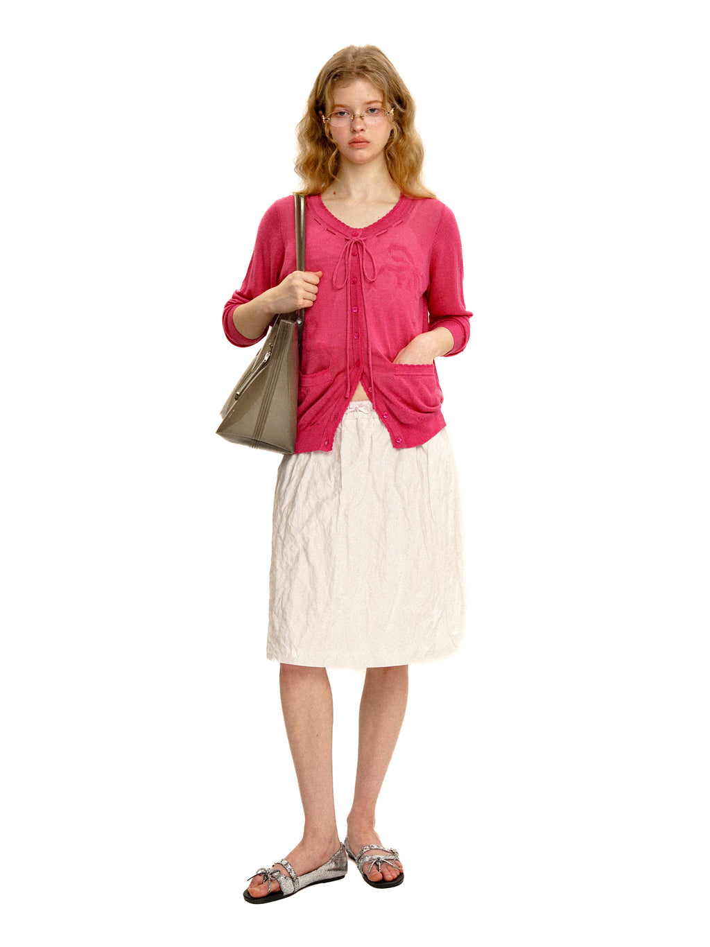 *Bow-tie jacquard cardigan