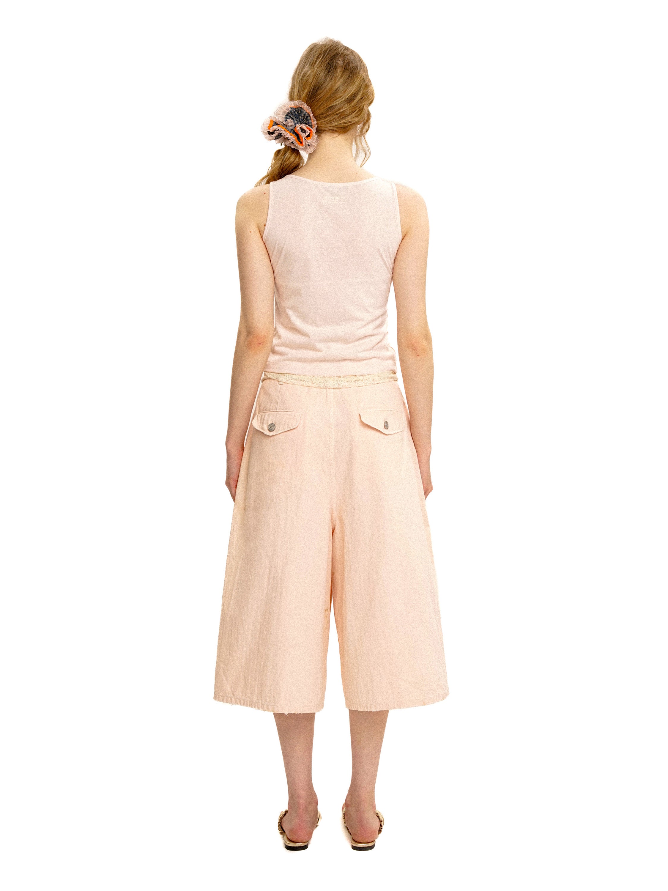*Faux two-piece lace-trimmed camisole