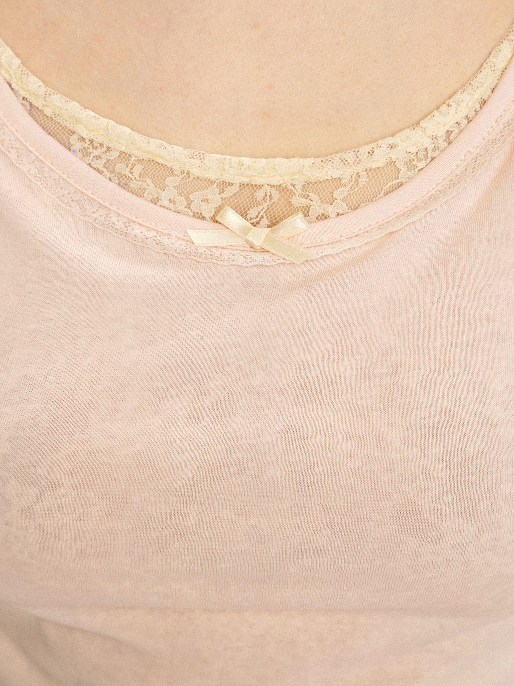 *Faux two-piece lace-trimmed camisole