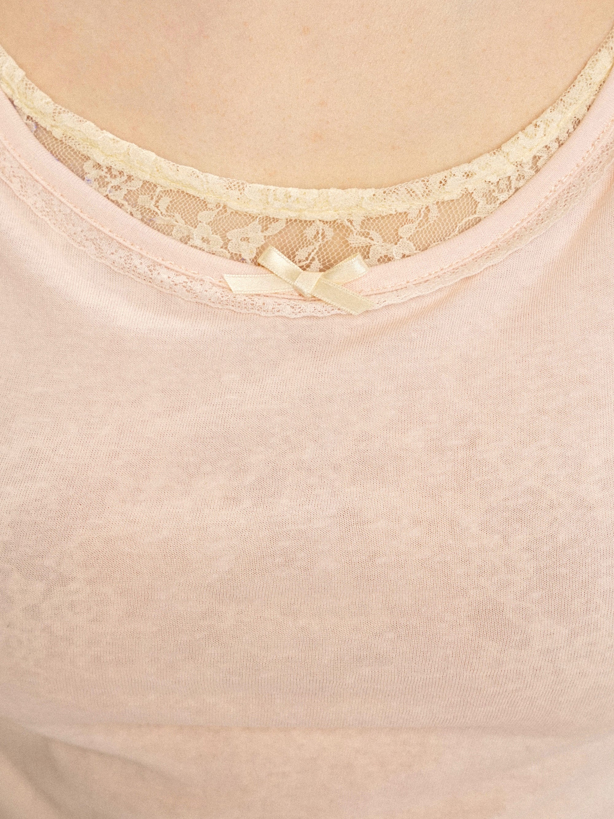 *Faux two-piece lace-trimmed camisole