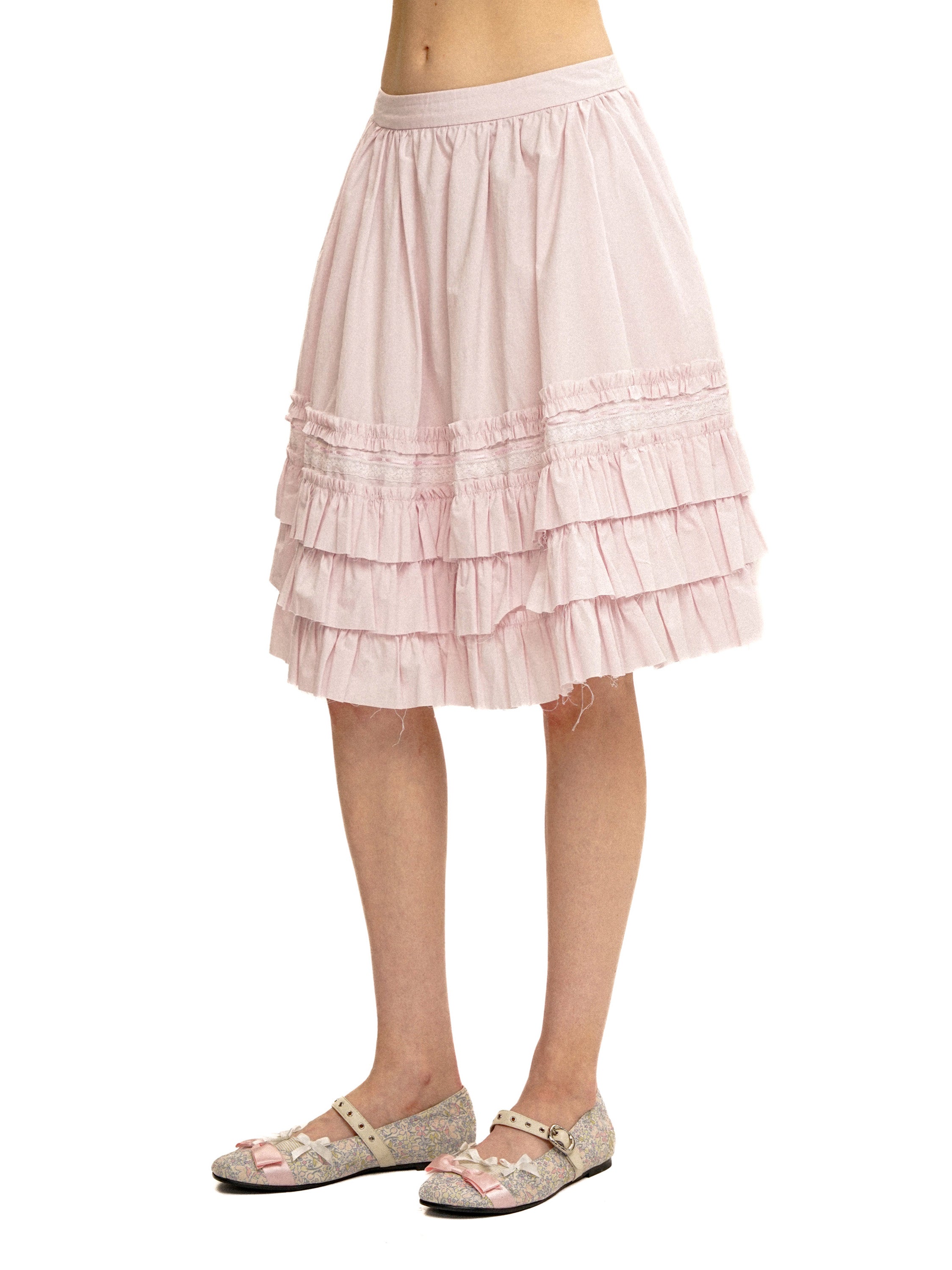 *Ruffled tiered midi skirt