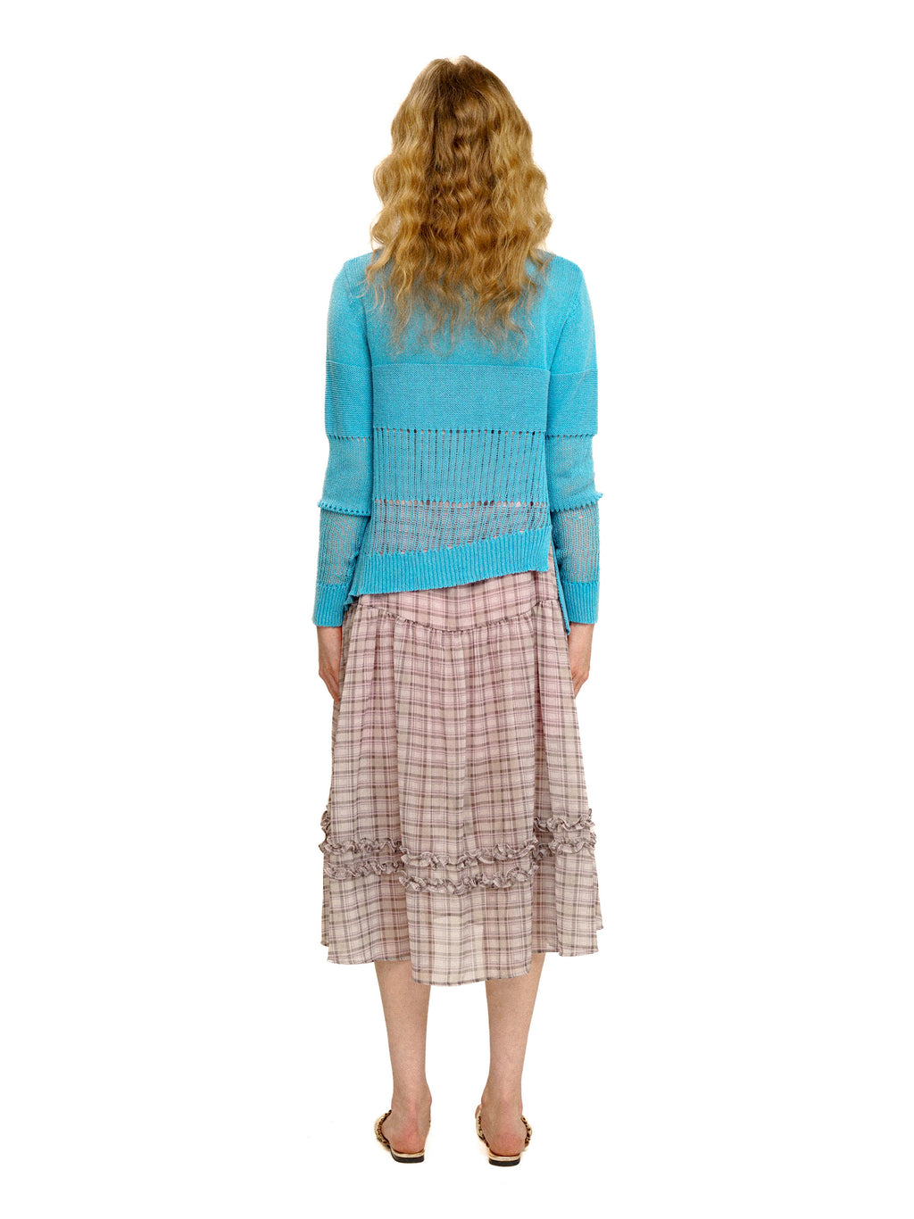 *Water mill hollow mesh bow cardigan