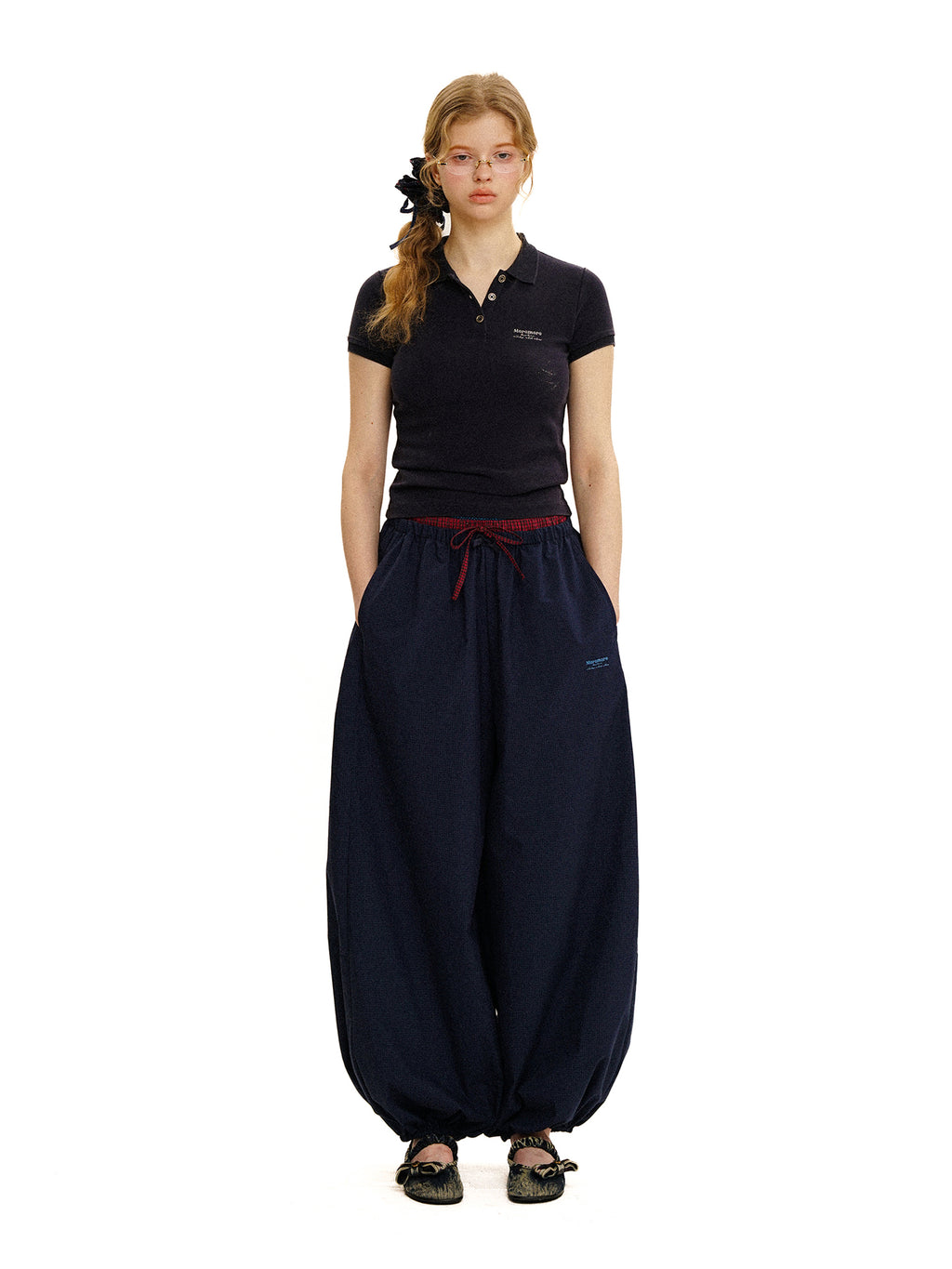 *Washed denim ballet flats