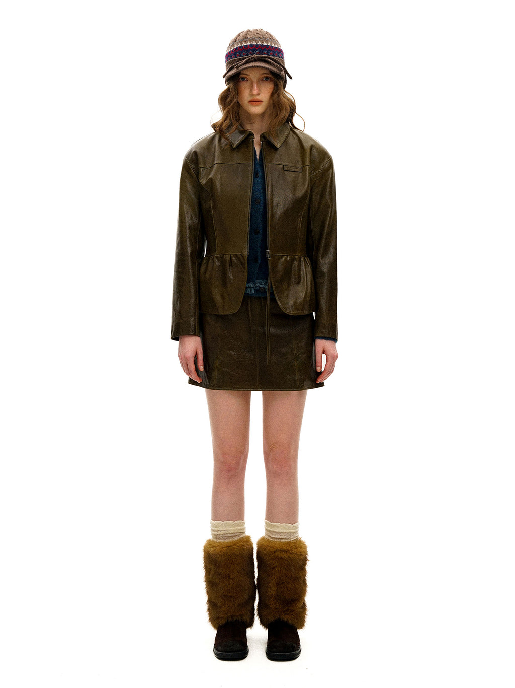 *Bow-tie sheepskin mini skirt
