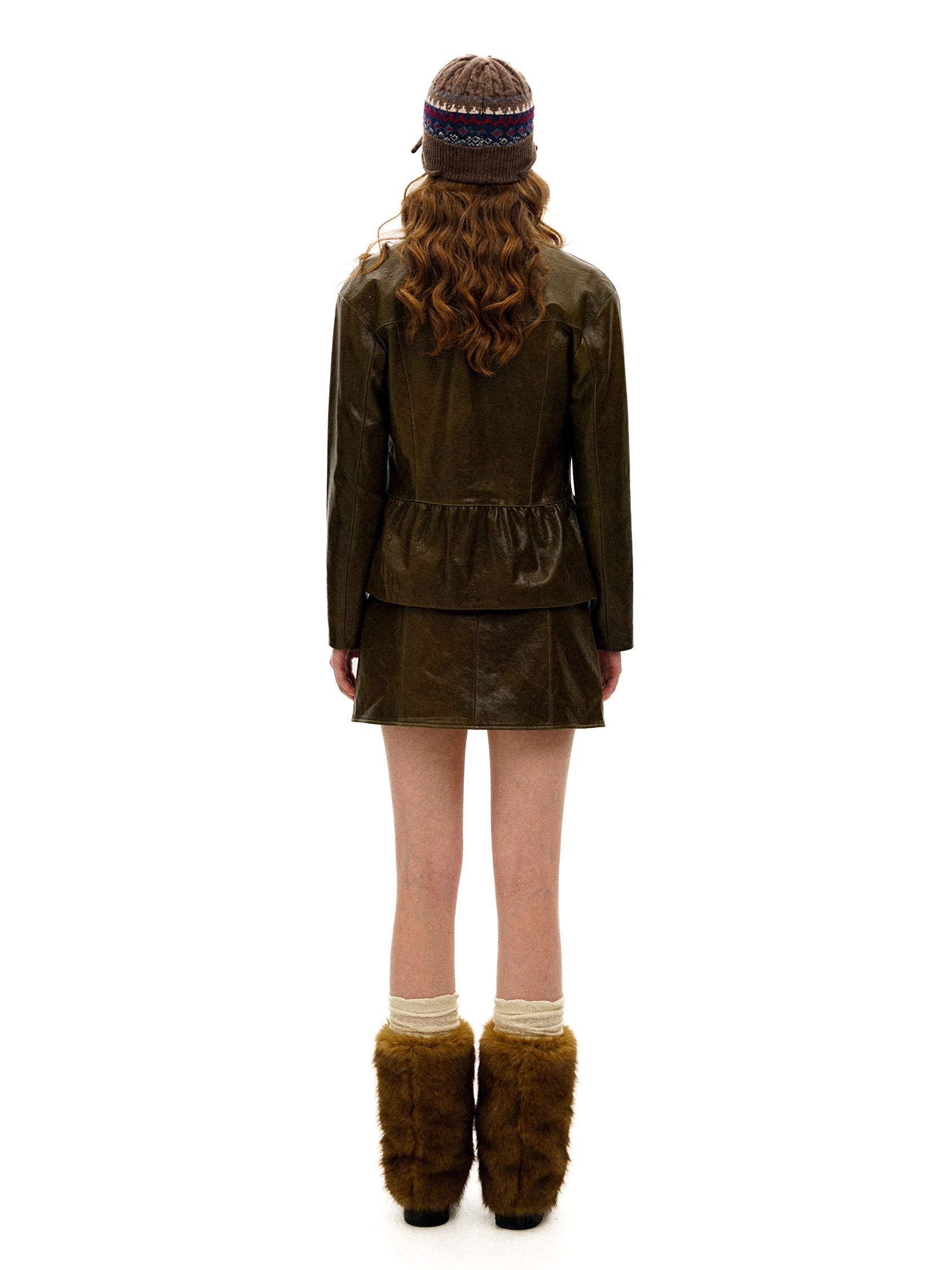 *Bow-tie sheepskin mini skirt