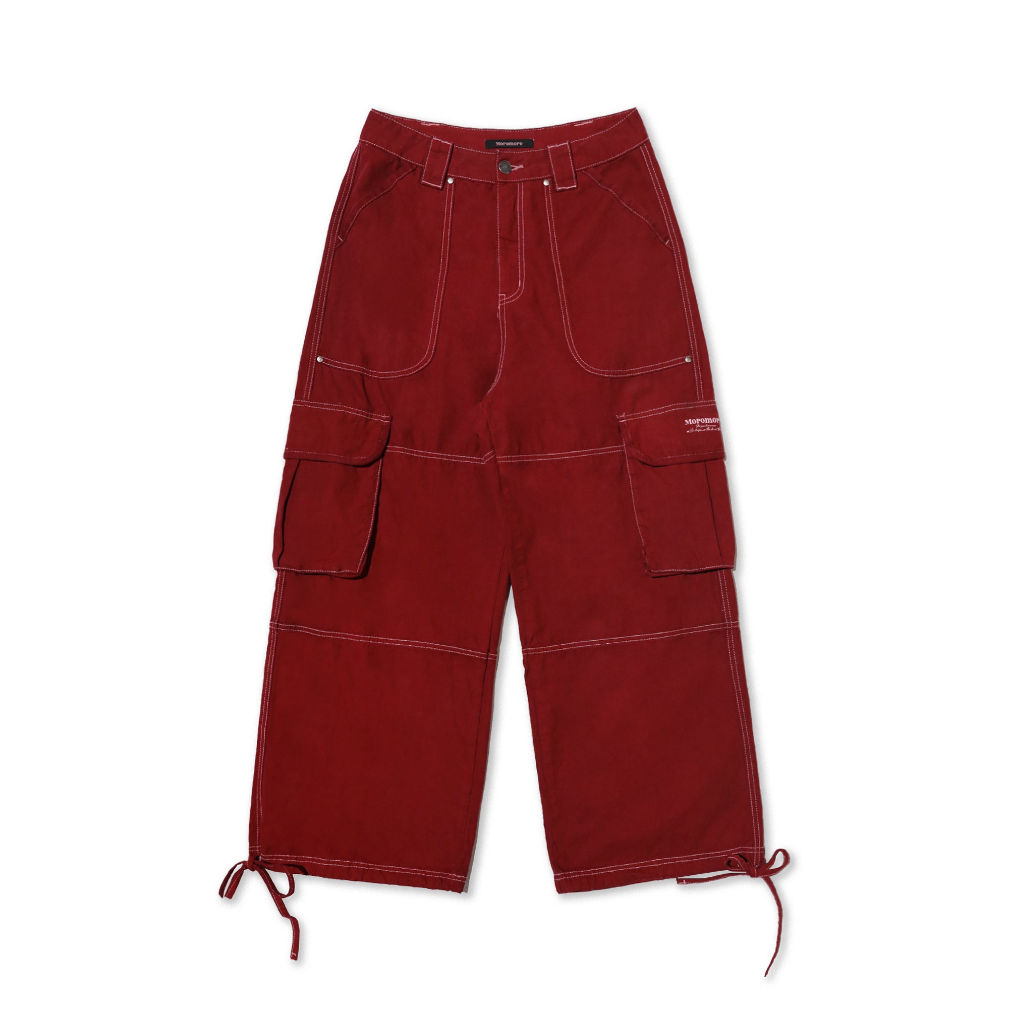 Bamboo patterned embroidered drawstring loose pants