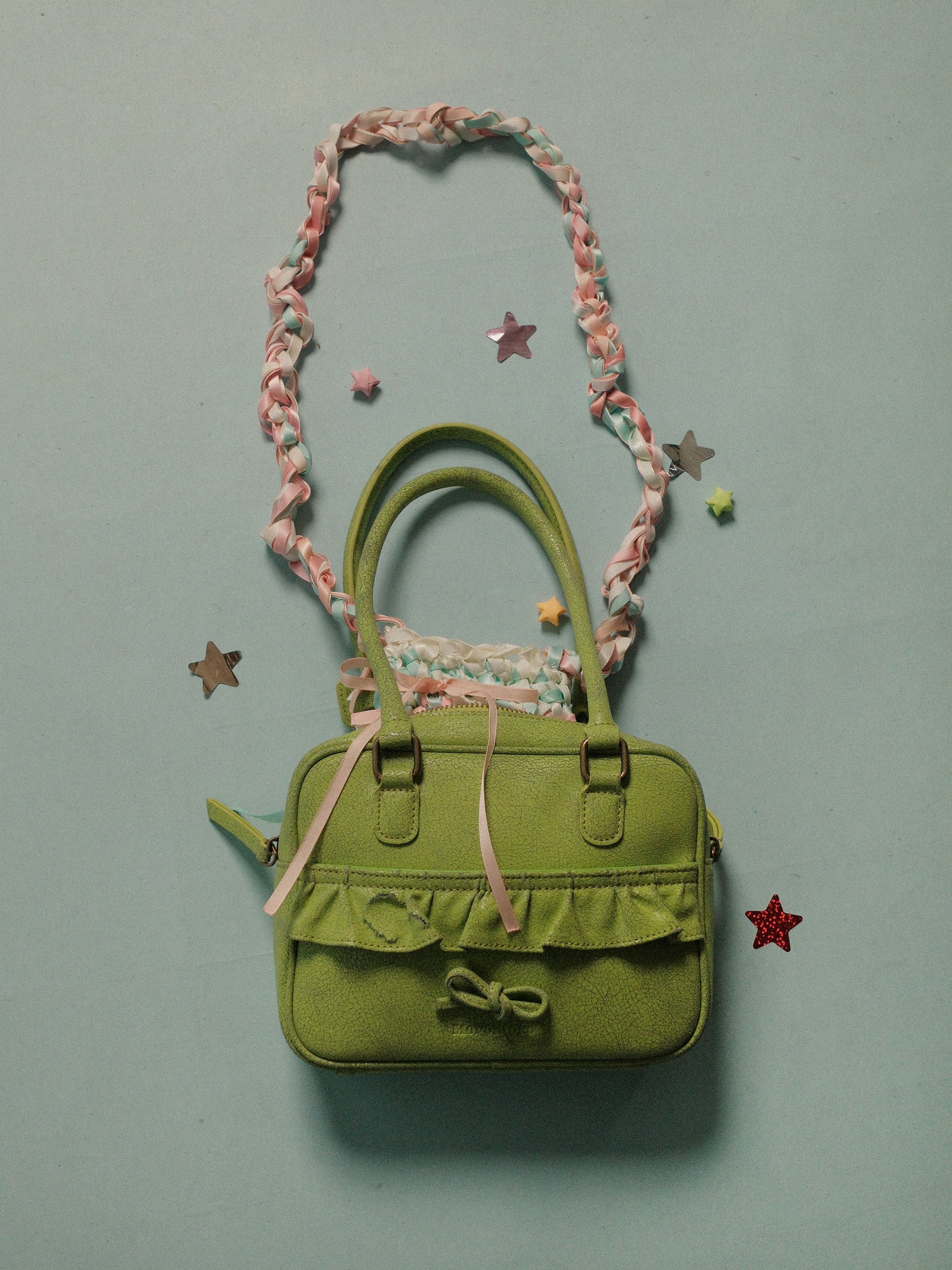 *Butt curtain lace bow armpit bag