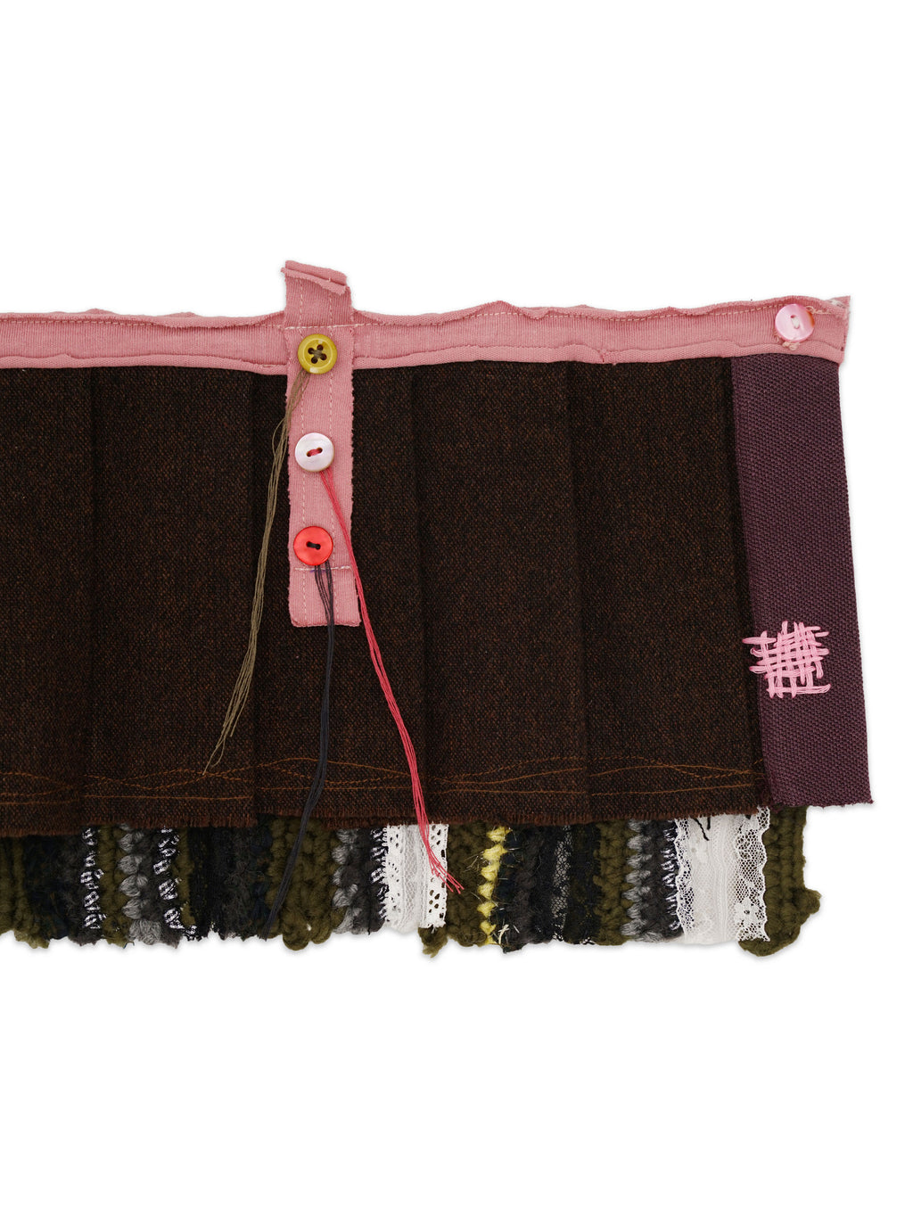 *Hand-crocheted striped wool pleated skirt