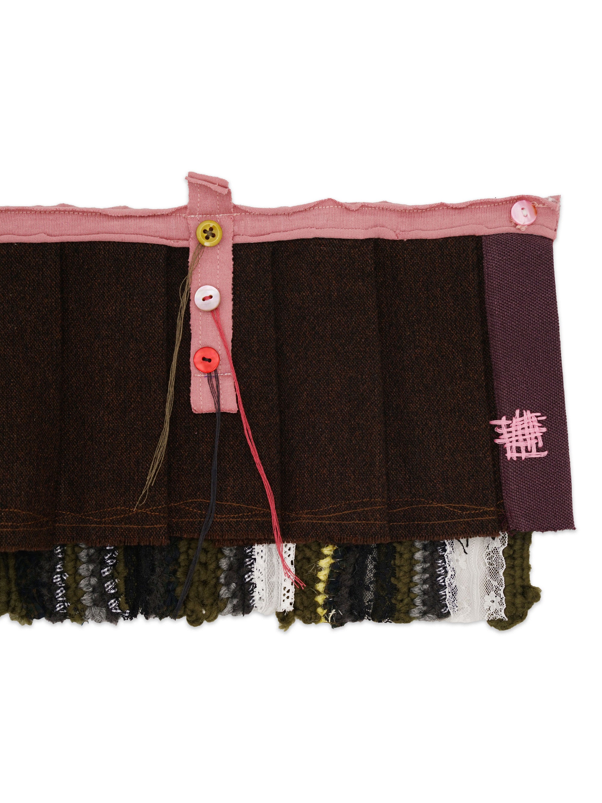 *Hand-crocheted striped wool pleated skirt