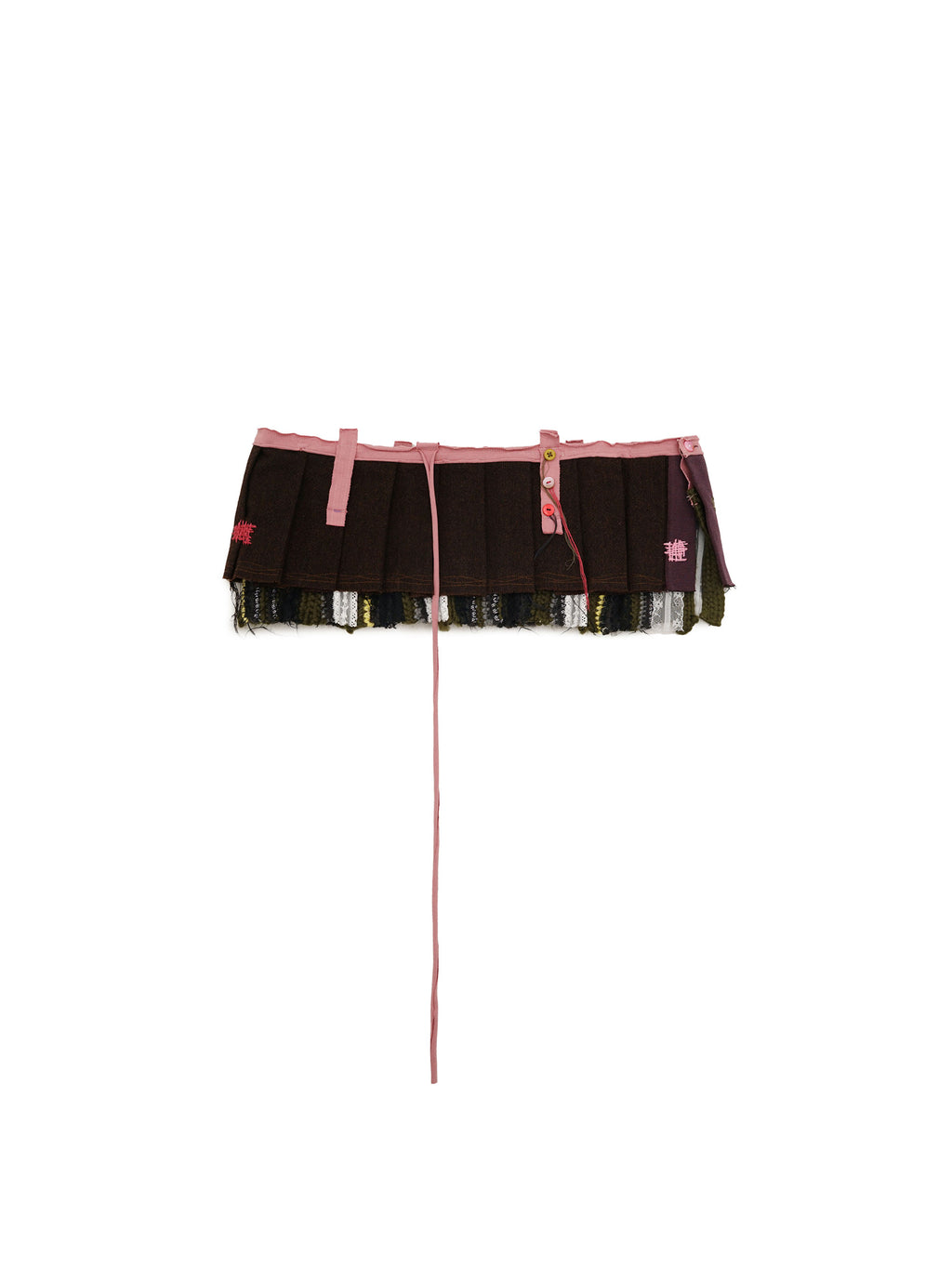 *Hand-crocheted striped wool pleated skirt