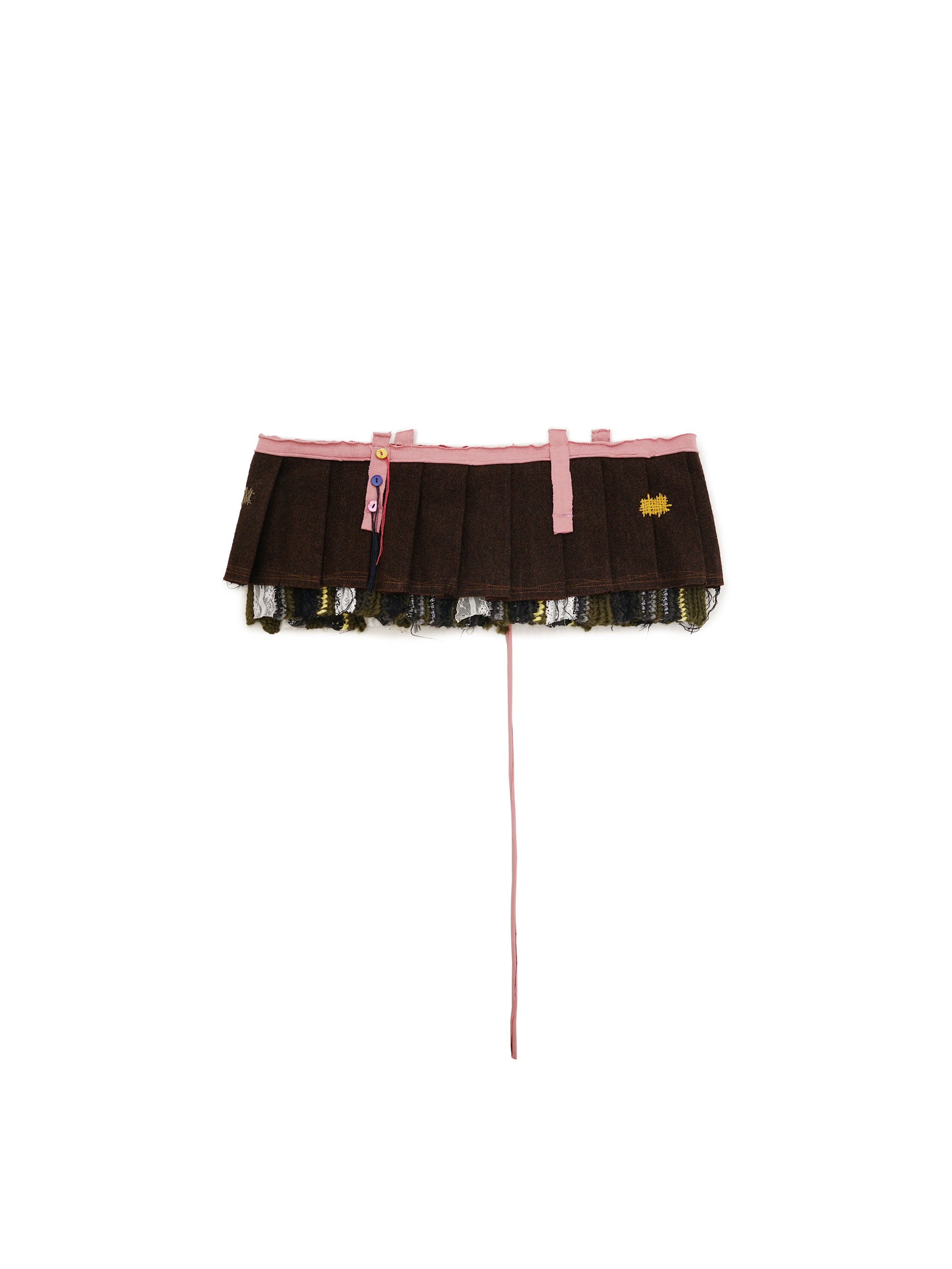 *Hand-crocheted striped wool pleated skirt