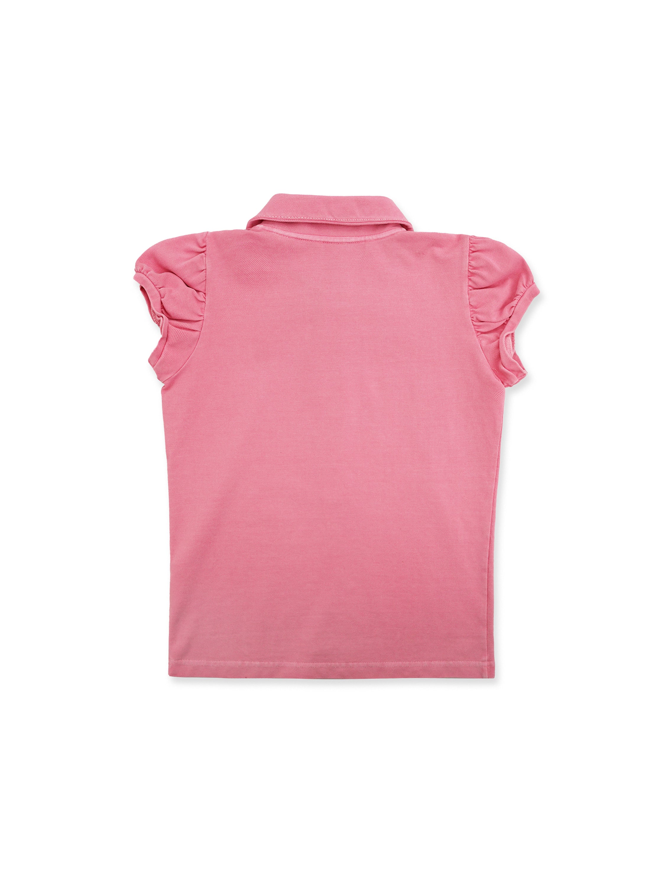 *Puff-sleeved slim-fit polo shirt