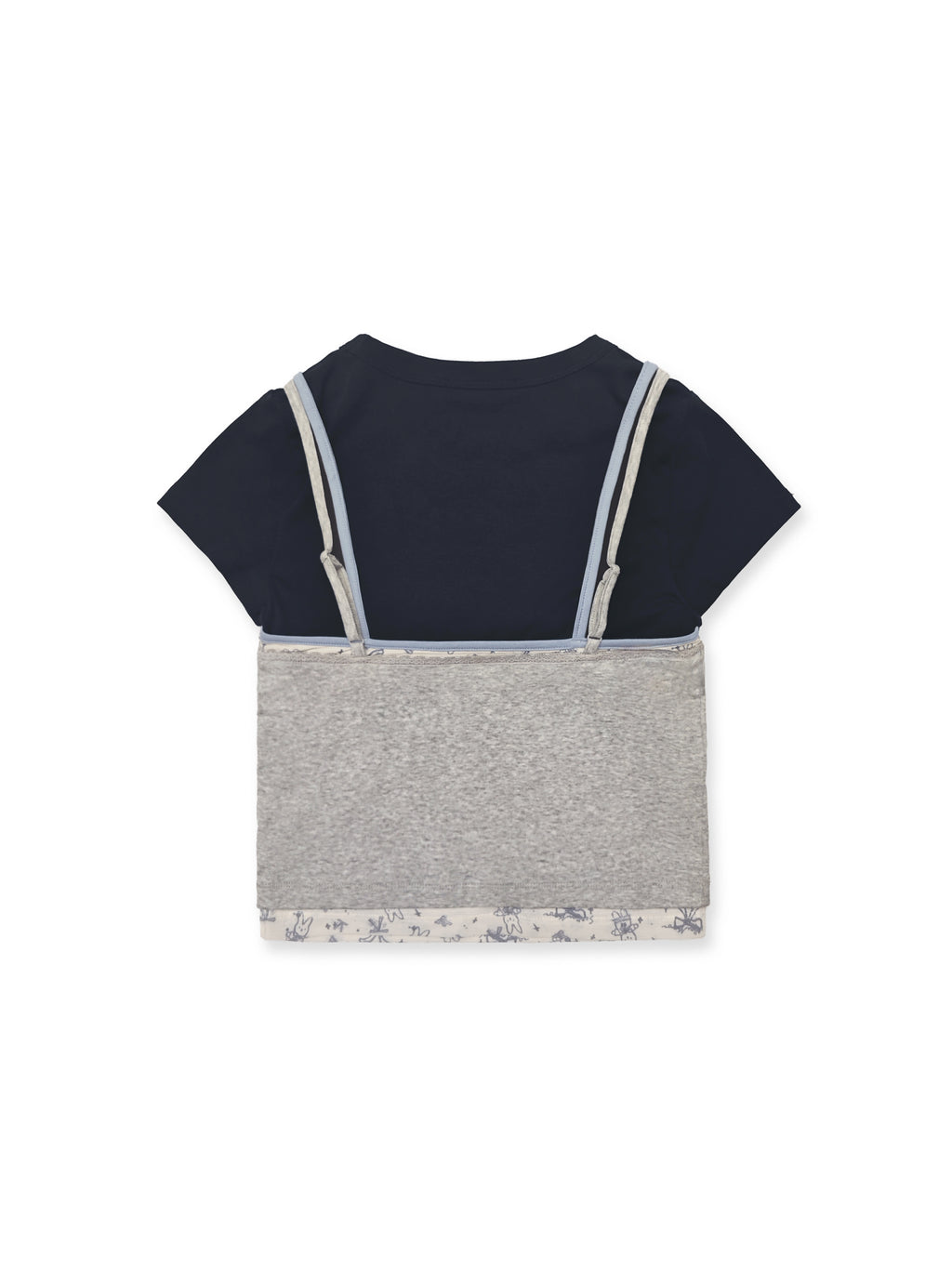 *Faux three-piece bow rhinestone short T-shirt
