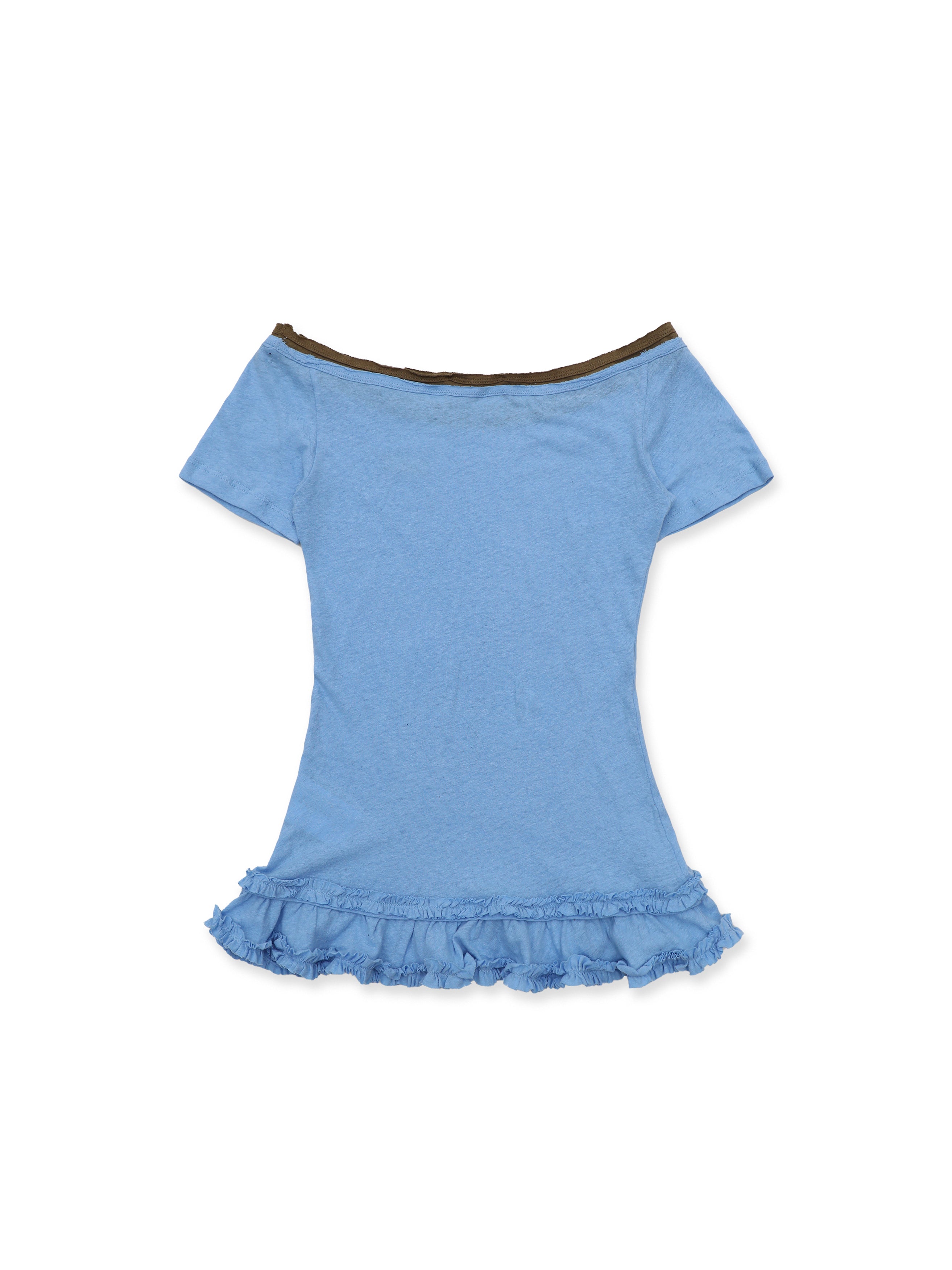 *Color-blocked lace short-sleeved T-shirt