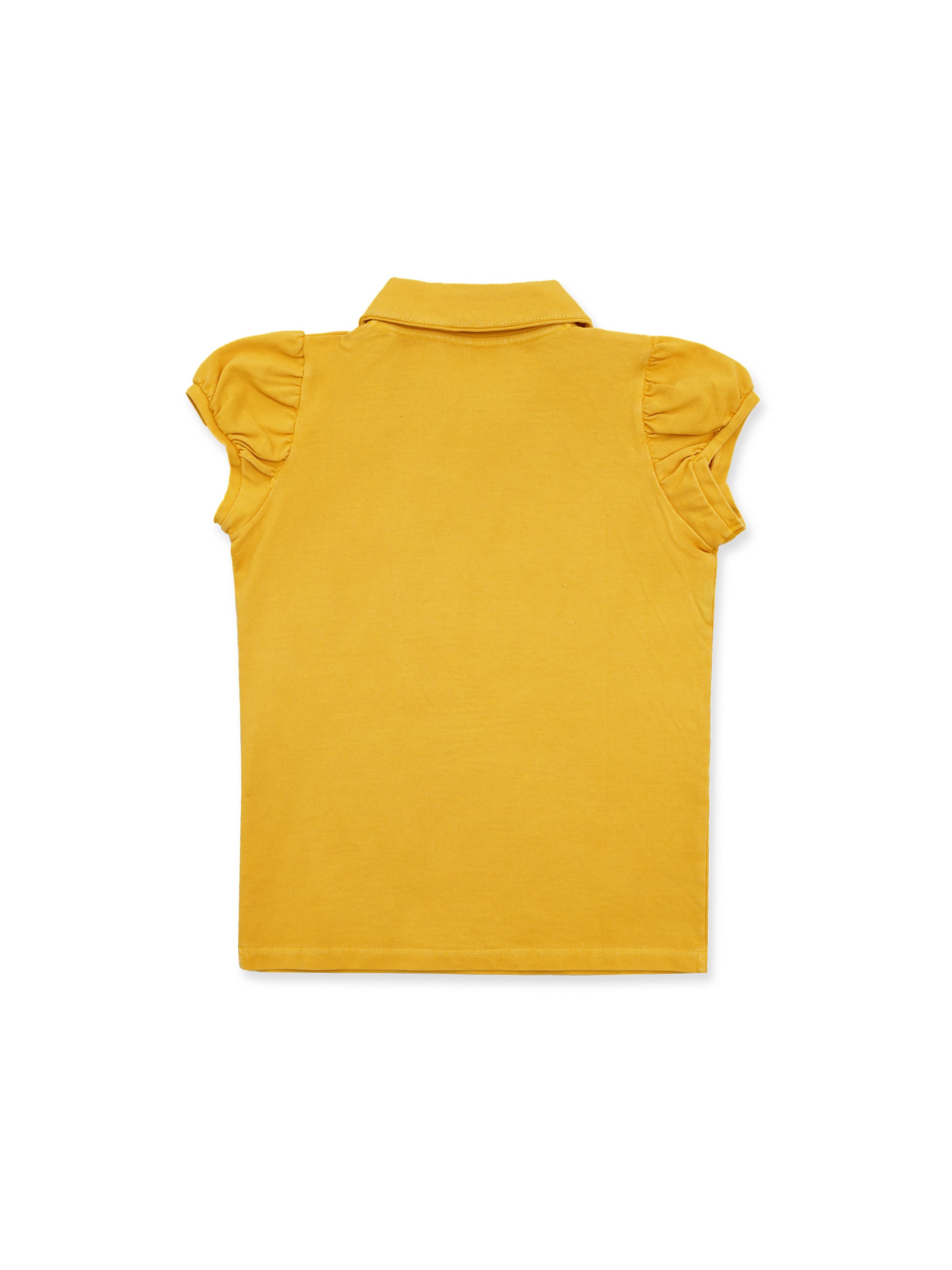 *Puff-sleeved slim-fit polo shirt
