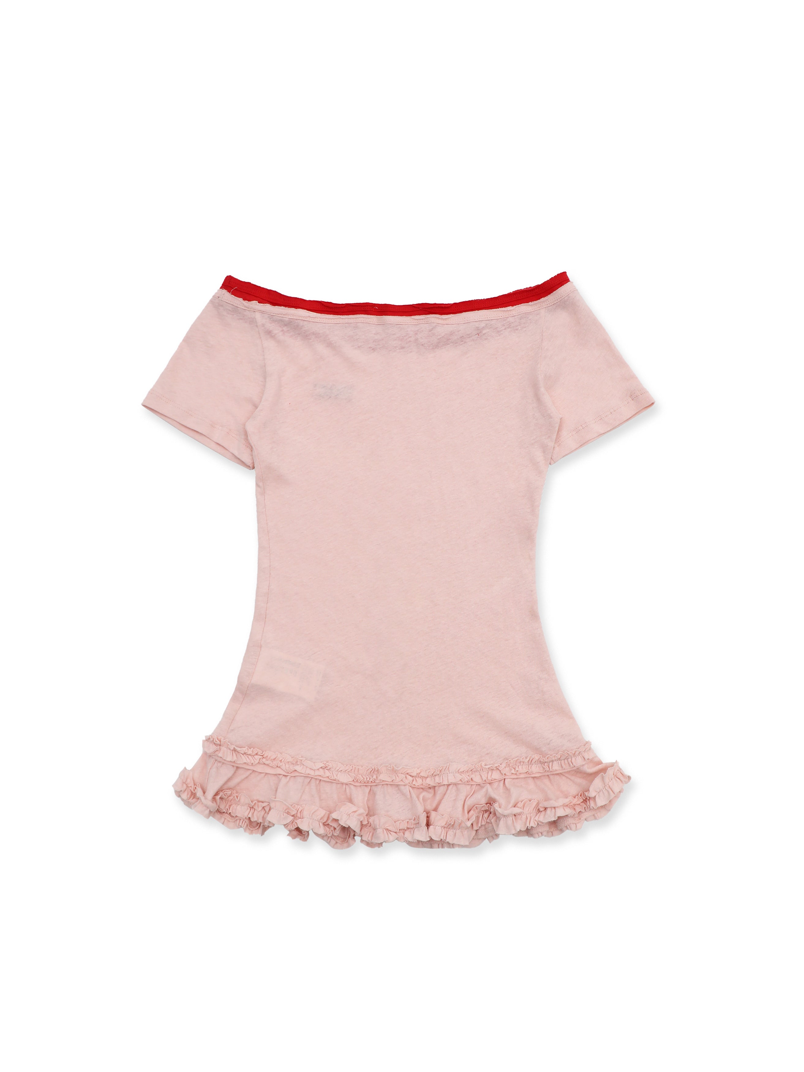 *Color-blocked lace short-sleeved T-shirt