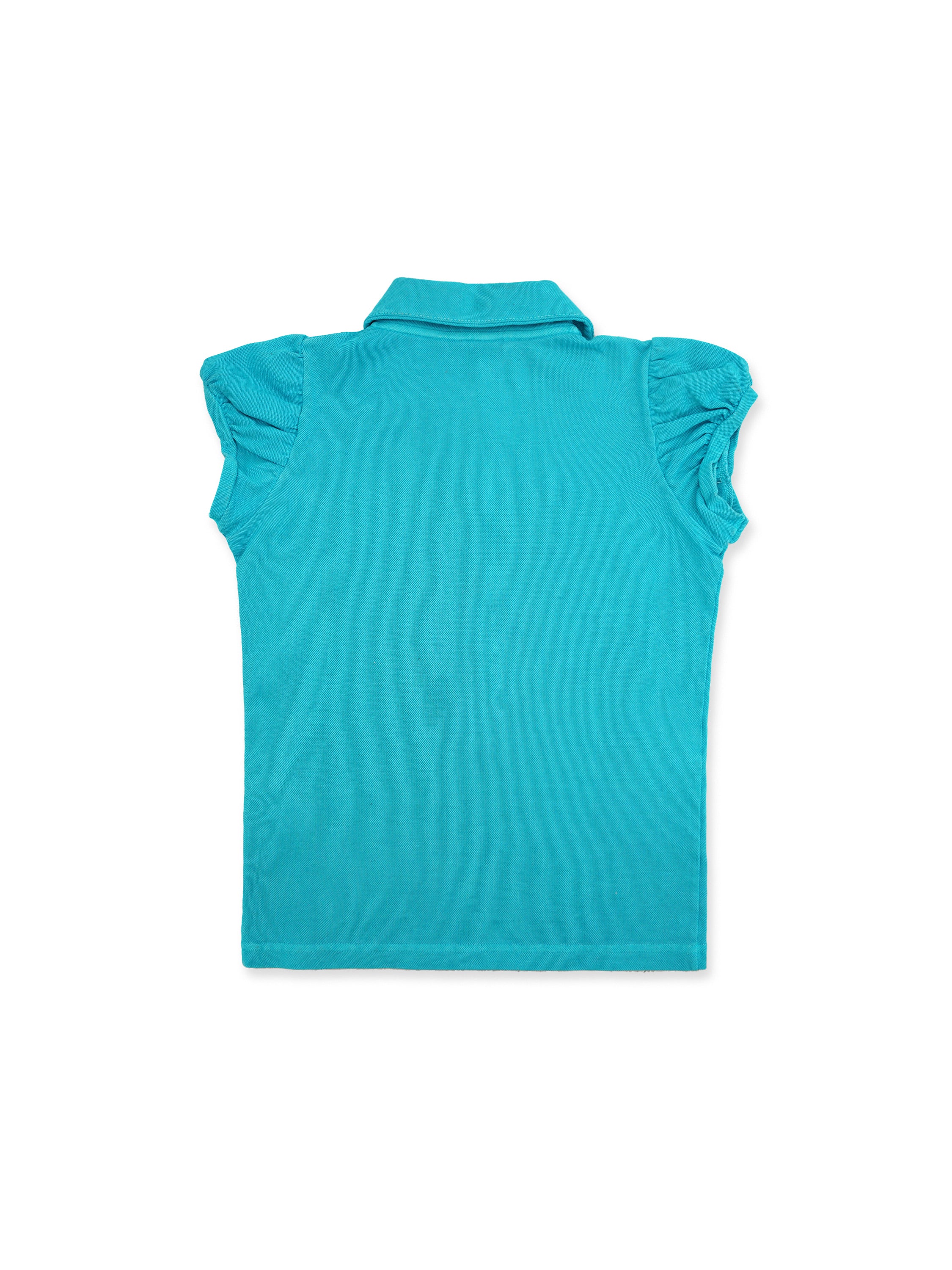 *Puff-sleeved slim-fit polo shirt
