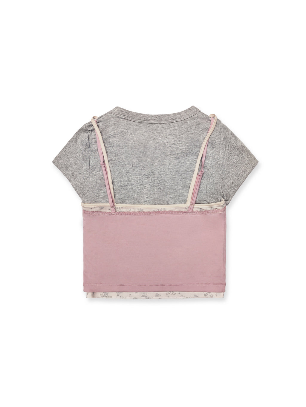 *Faux three-piece bow rhinestone short T-shirt