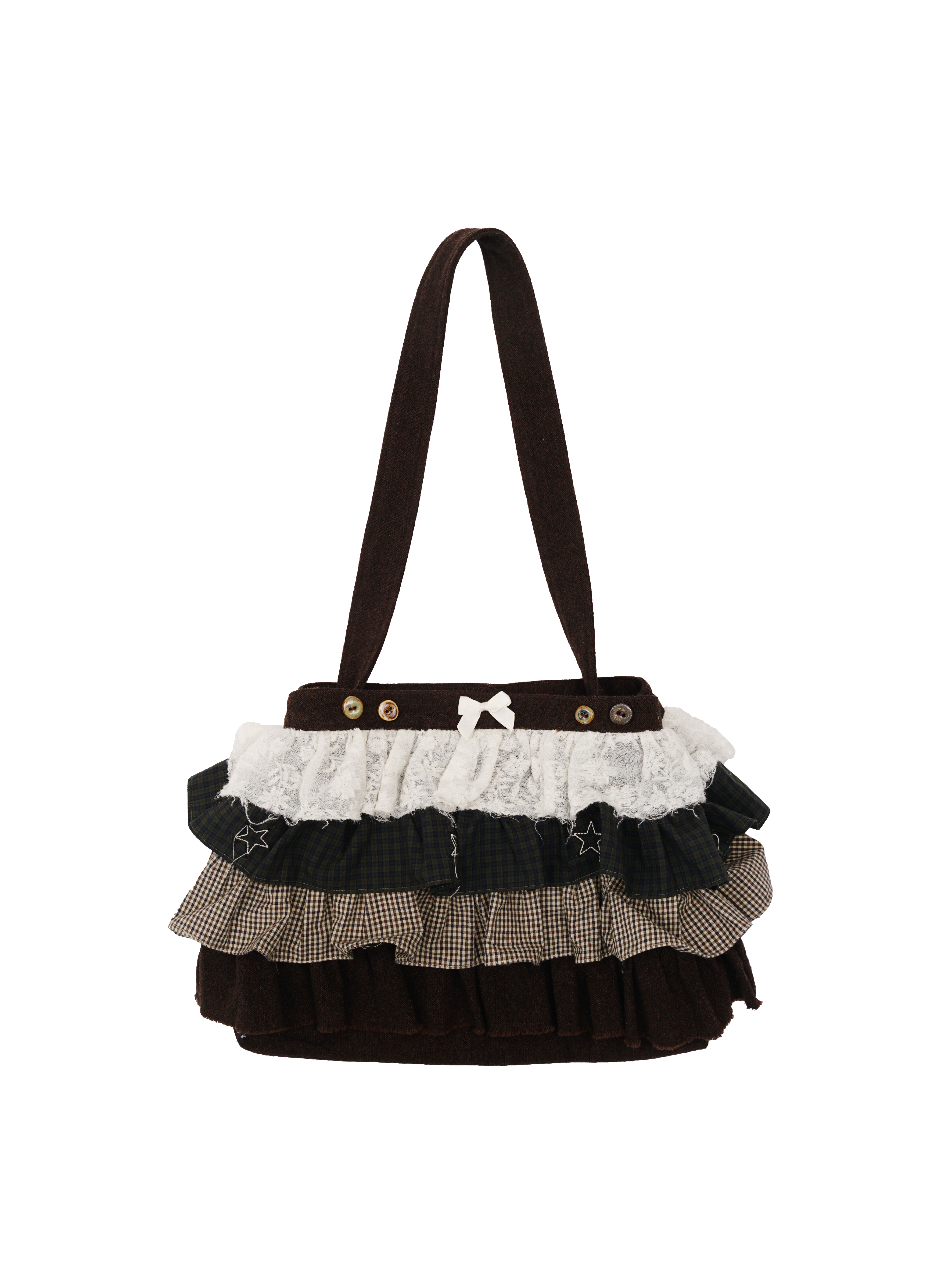 Ceramic Button Patchwork Shoulder Bag