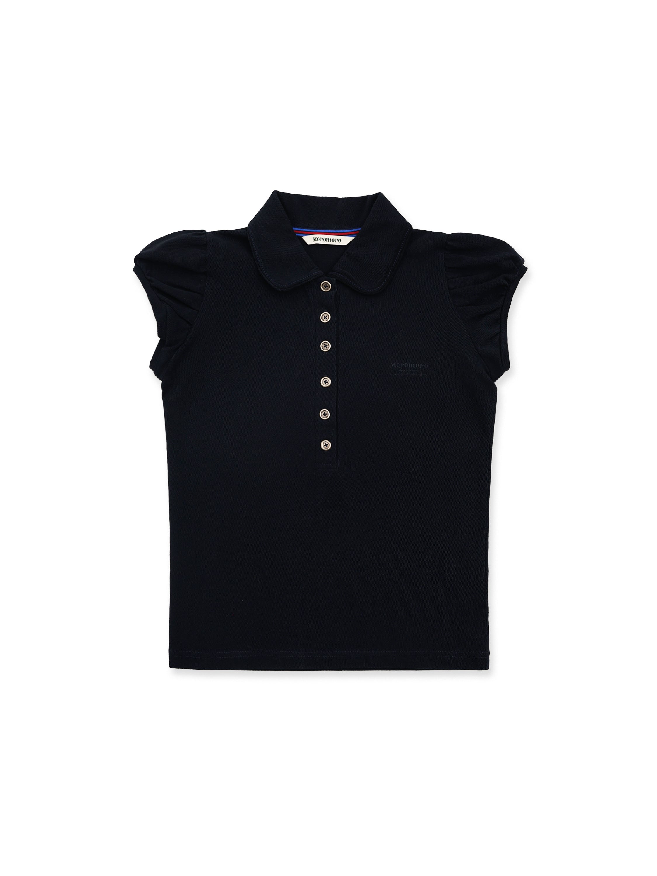 *Puff-sleeved slim-fit polo shirt