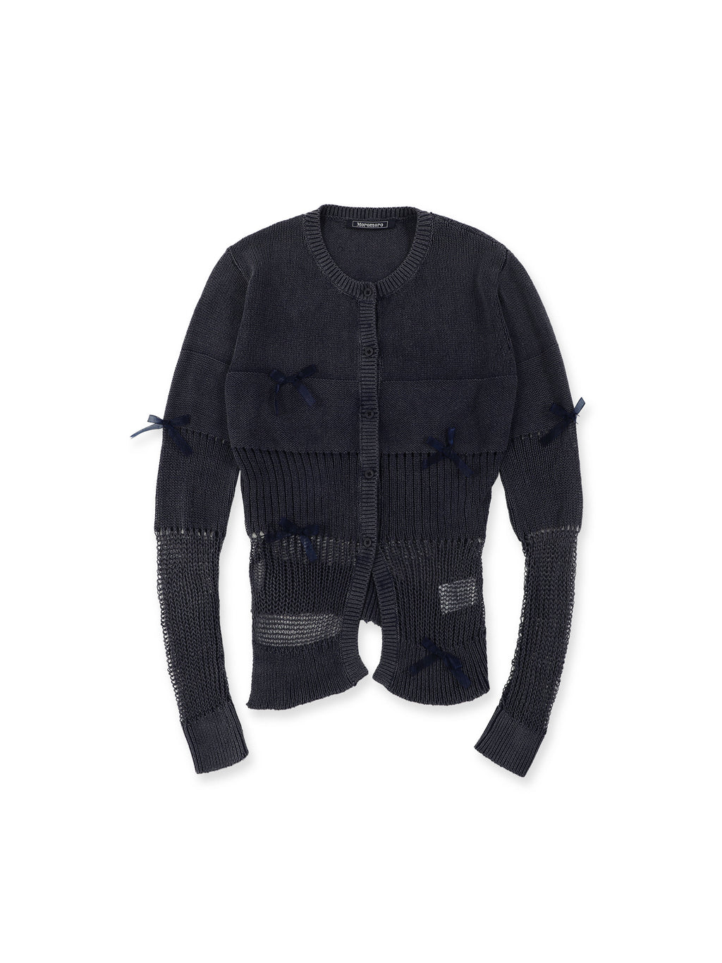 *Water-washed openwork mesh cardigan