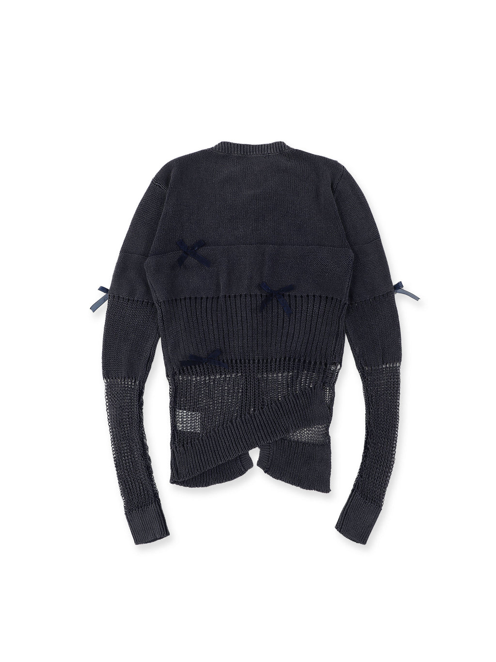 *Water-washed openwork mesh cardigan