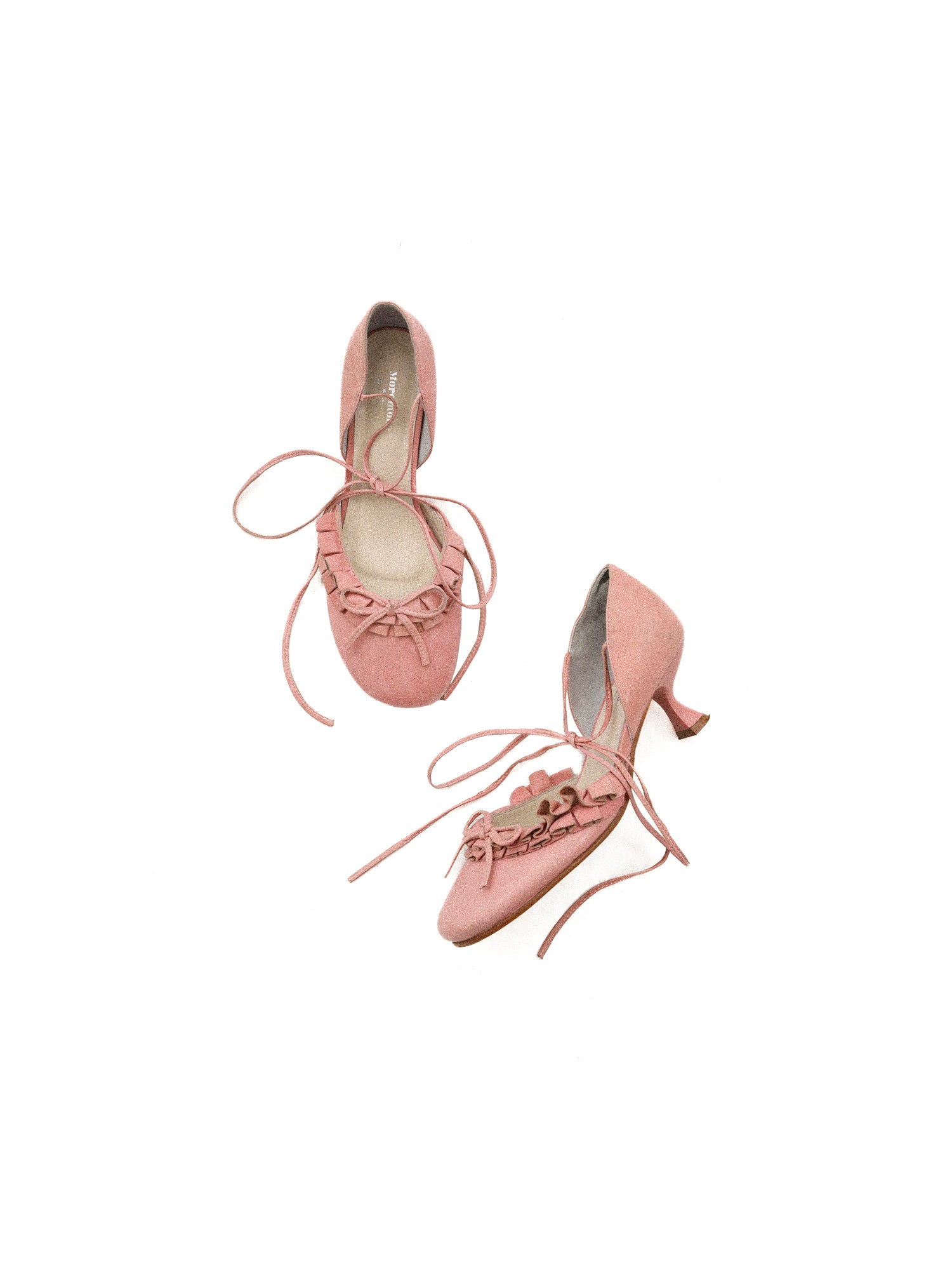 *Ruffled bow high-heeled strappy shoes