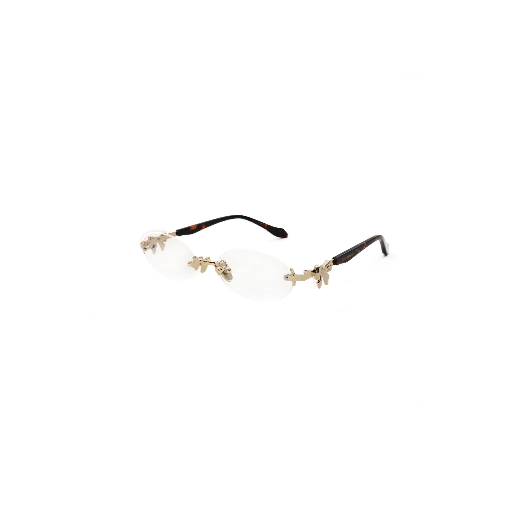 *Metal bow frameless glasses