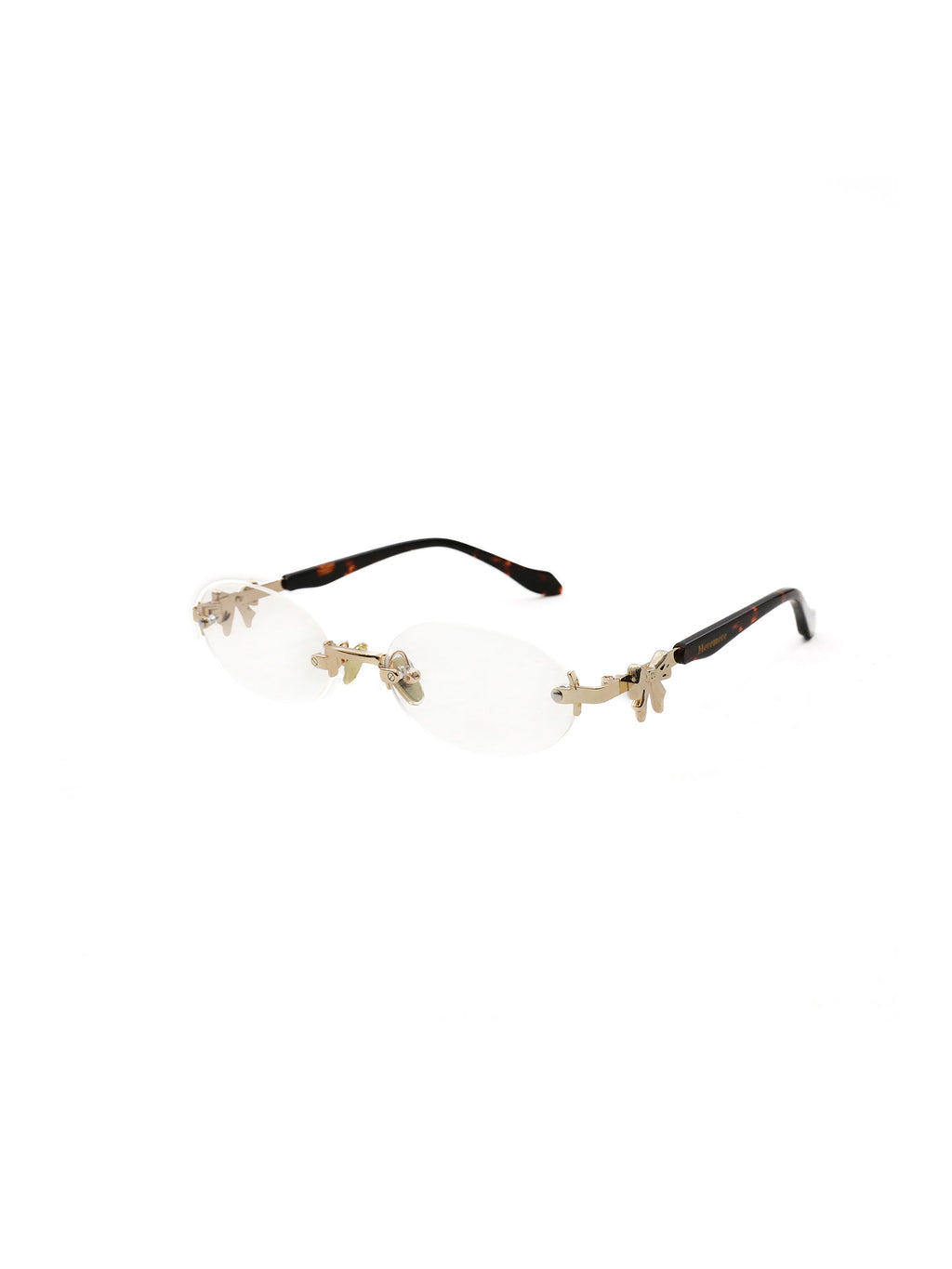 *Metal bow frameless glasses