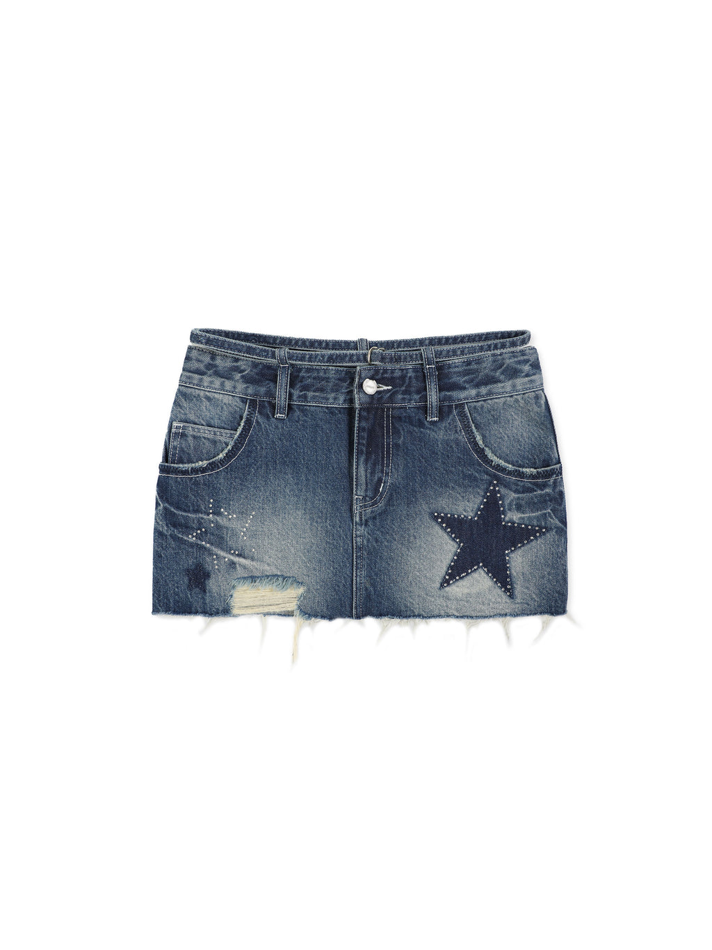 *Star-patterned rhinestone belt mini skirt