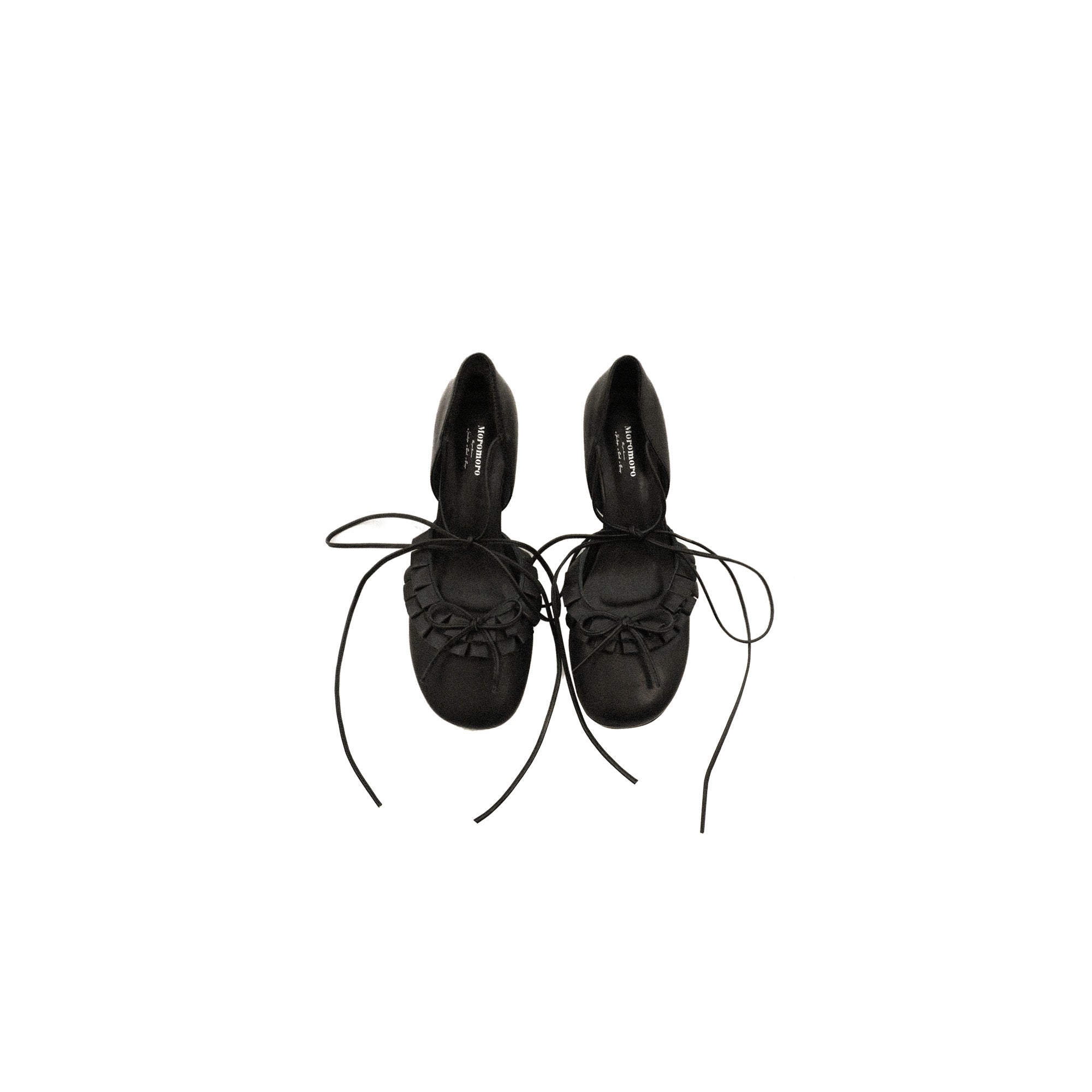 *Ruffled bow high-heeled strappy shoes