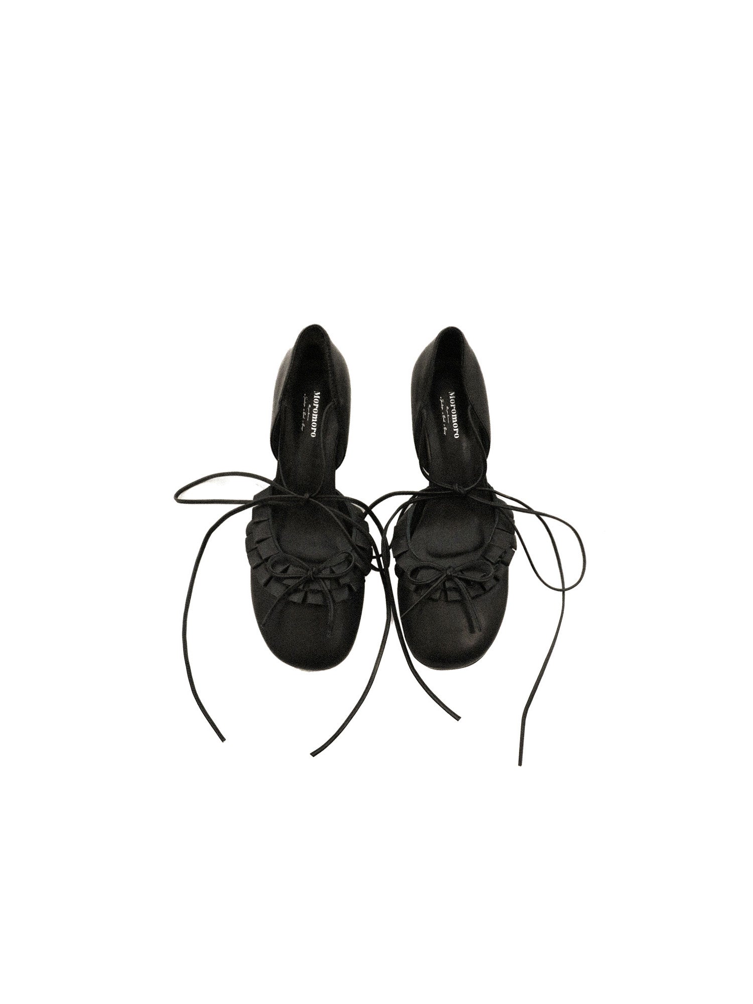 *Ruffled bow high-heeled strappy shoes
