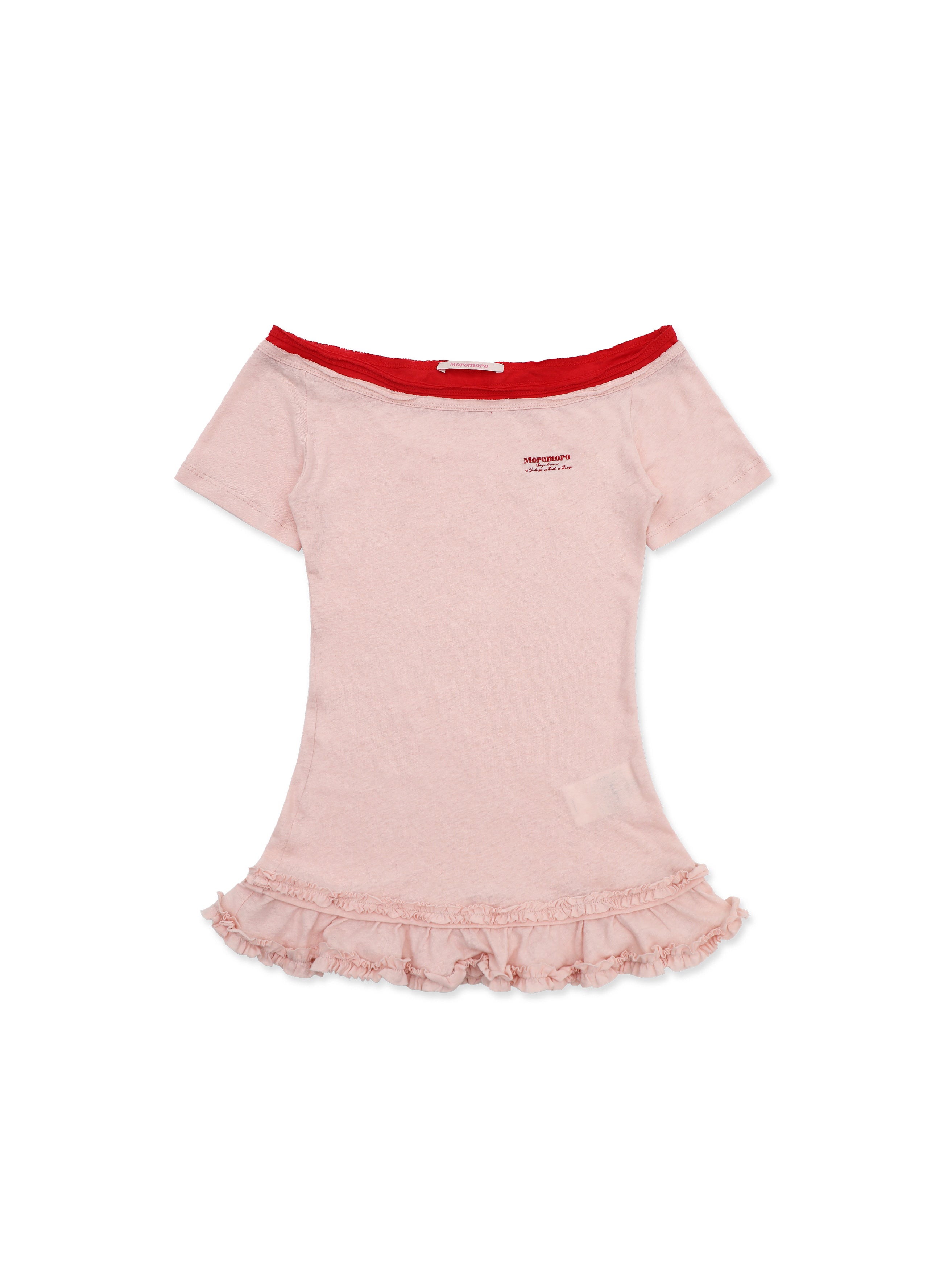 *Color-blocked lace short-sleeved T-shirt