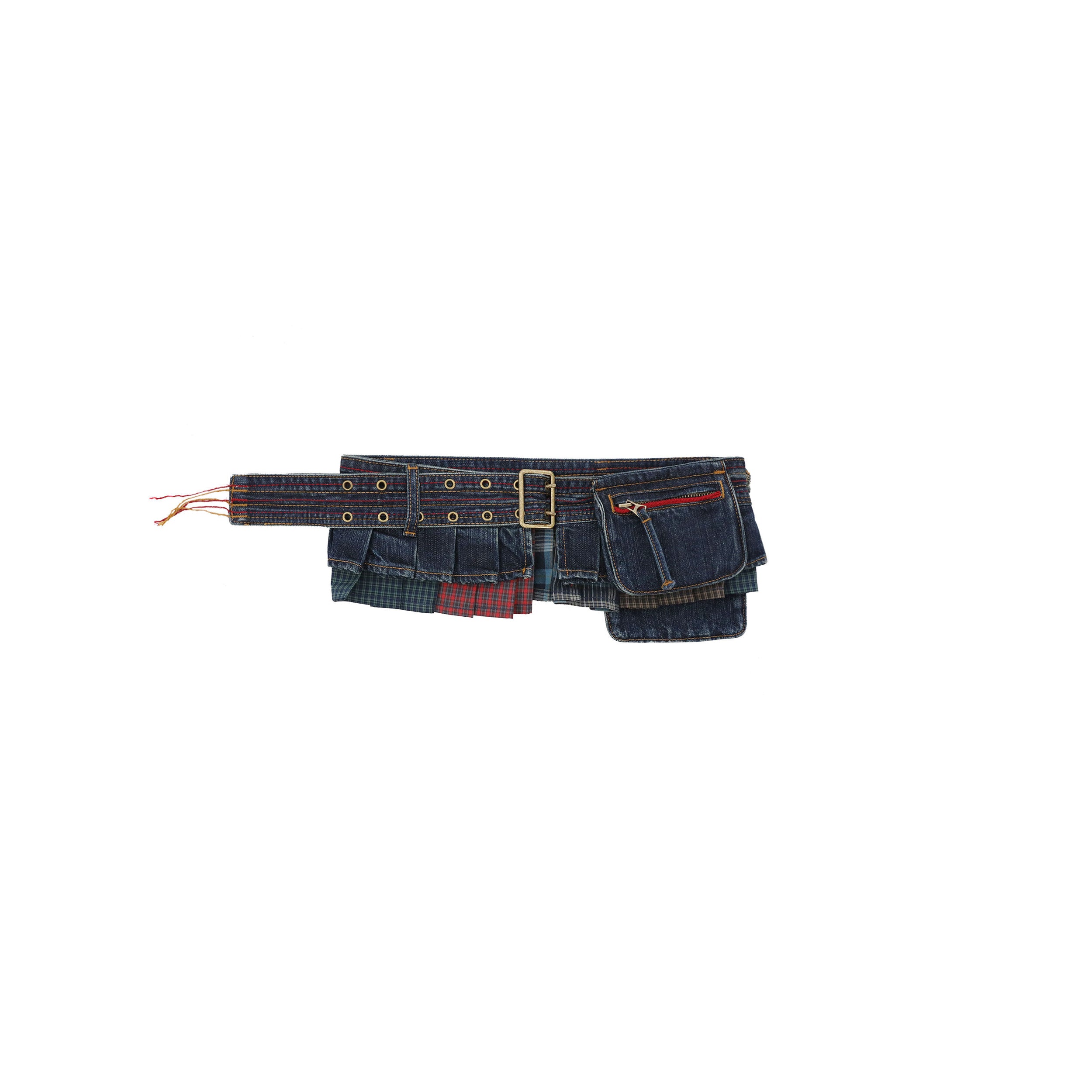*Colorful chain buckle denim waist bag