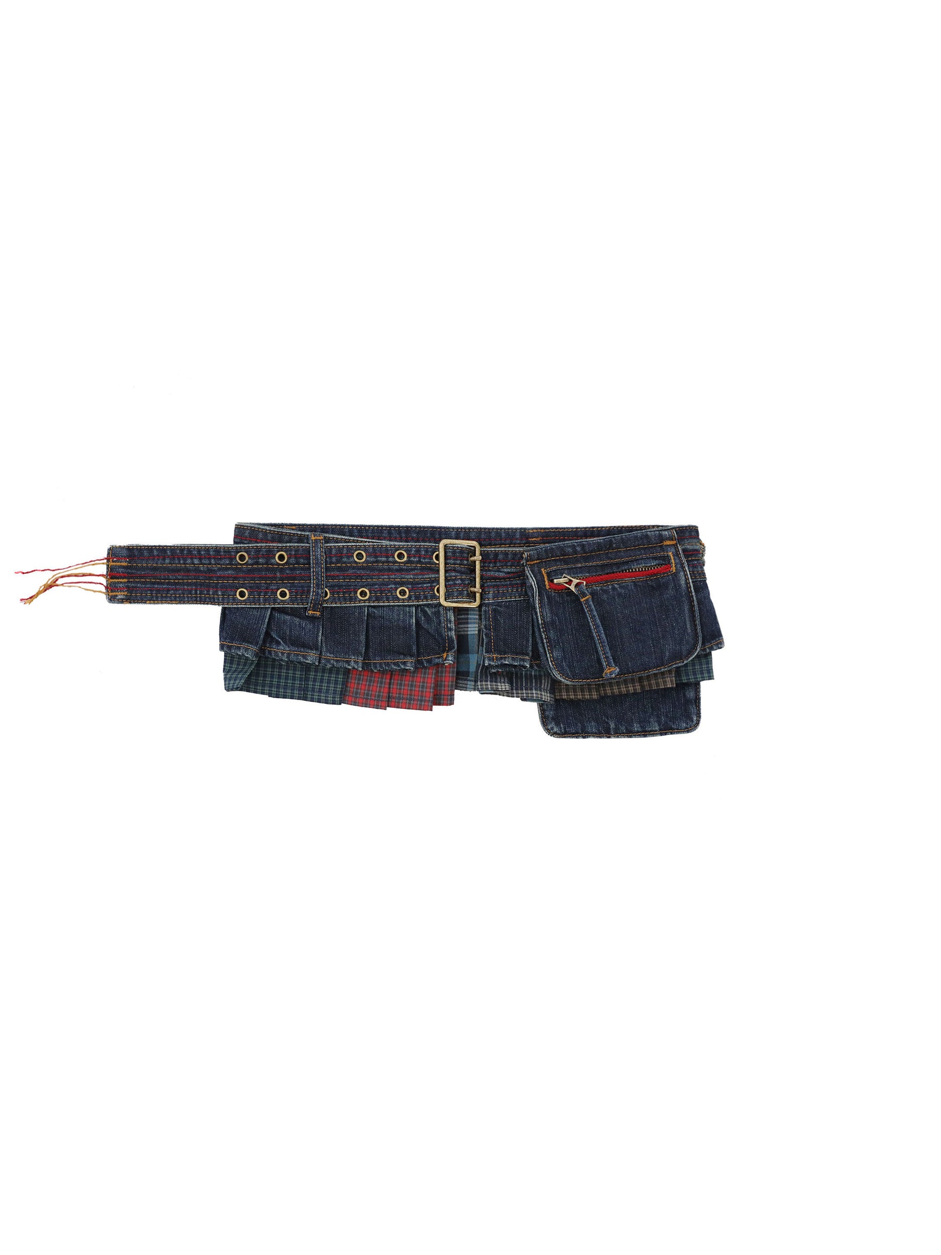 *Colorful chain buckle denim waist bag