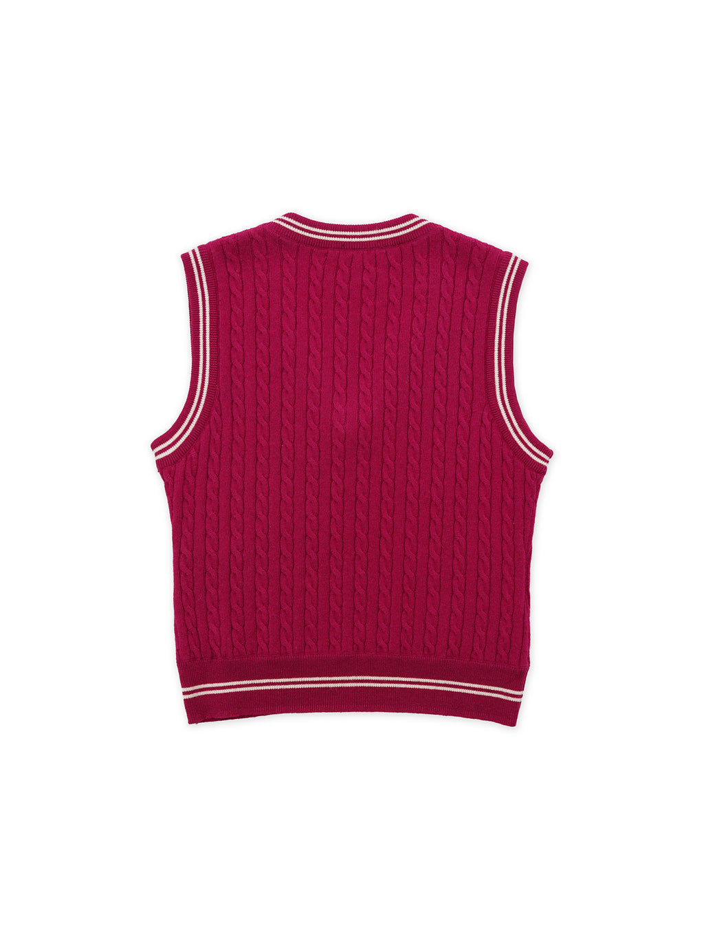 *Color-blocked cable knit bow vest