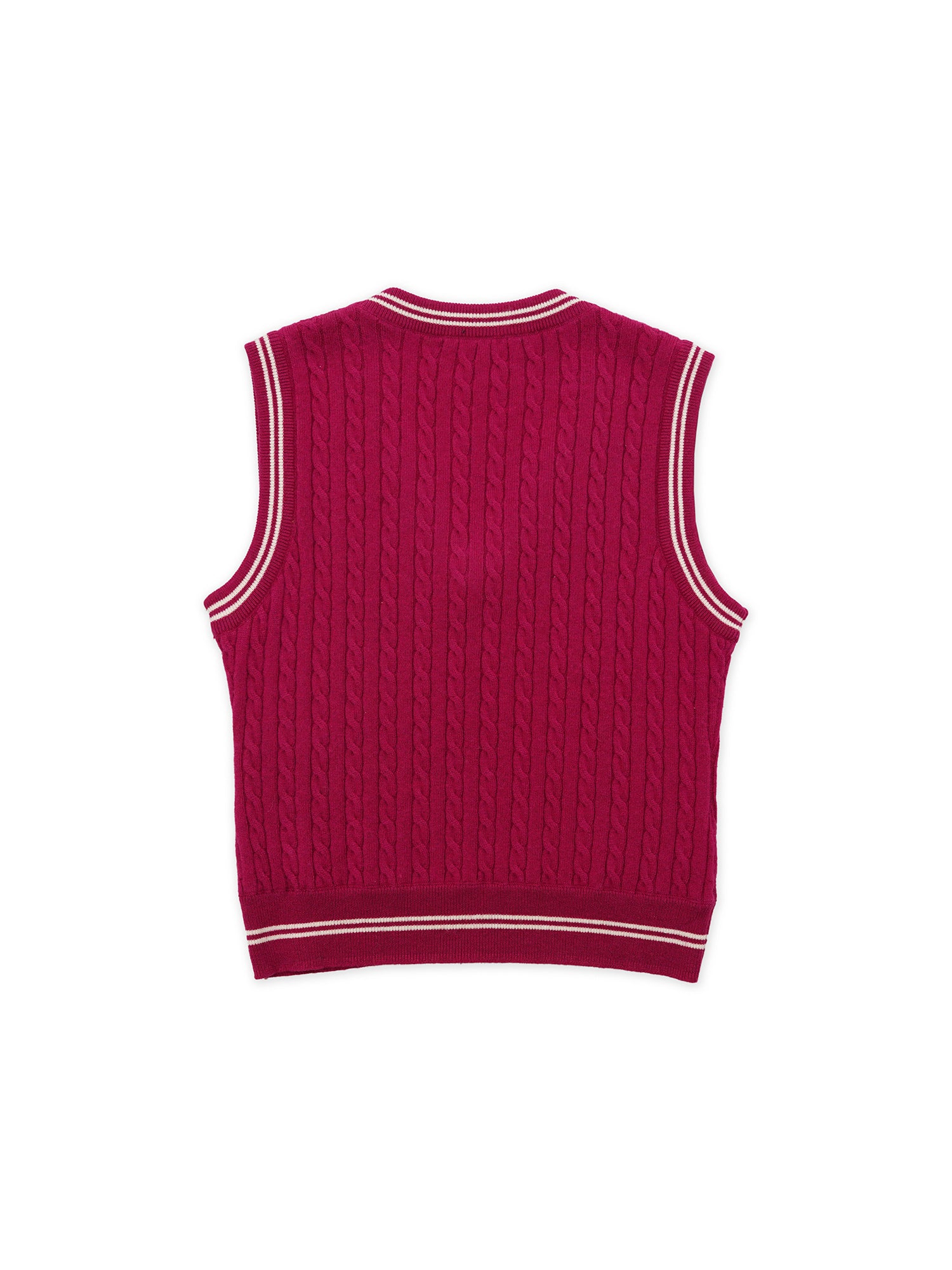 *Color-blocked cable knit bow vest