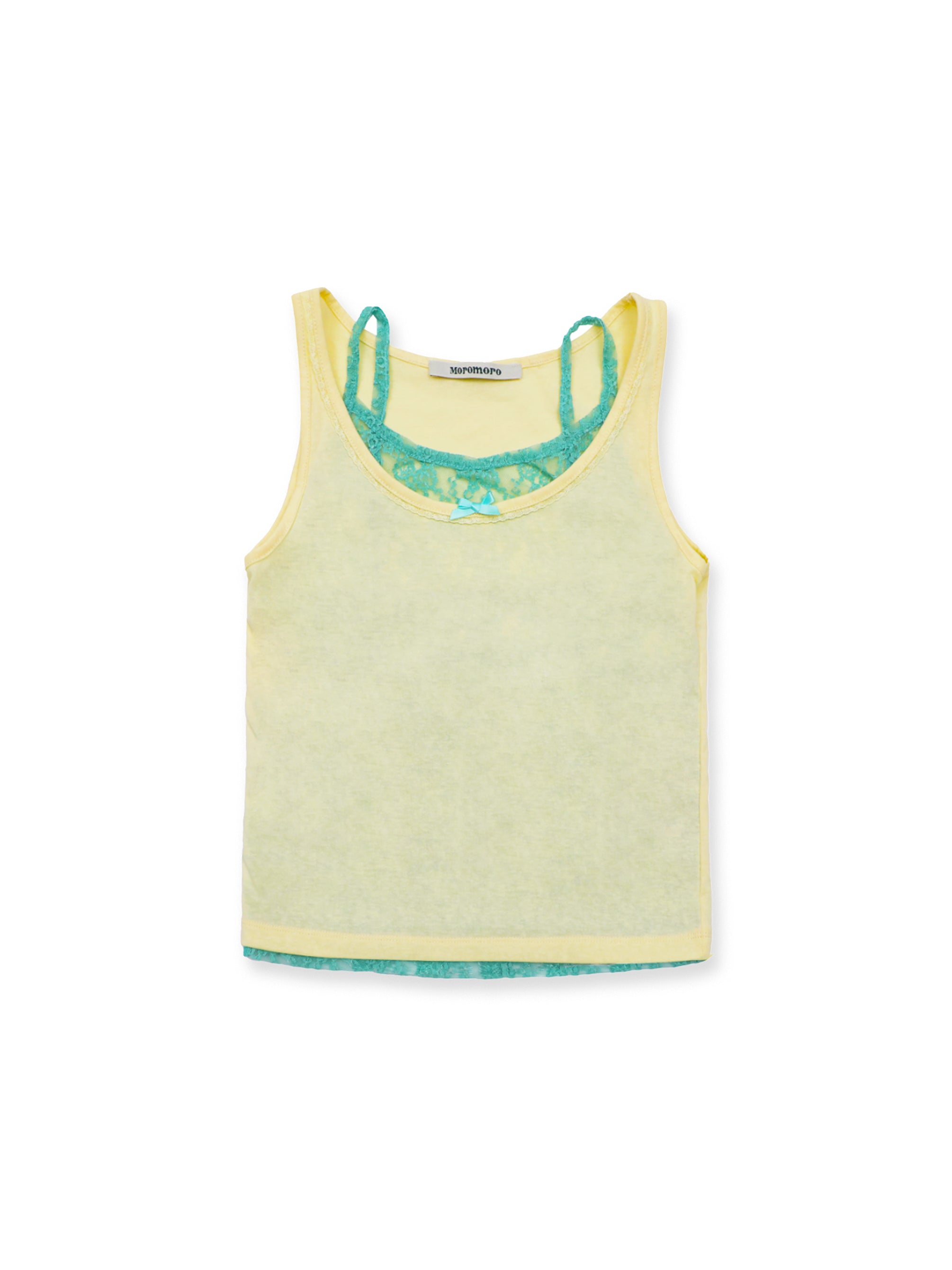 *Faux two-piece lace-trimmed camisole